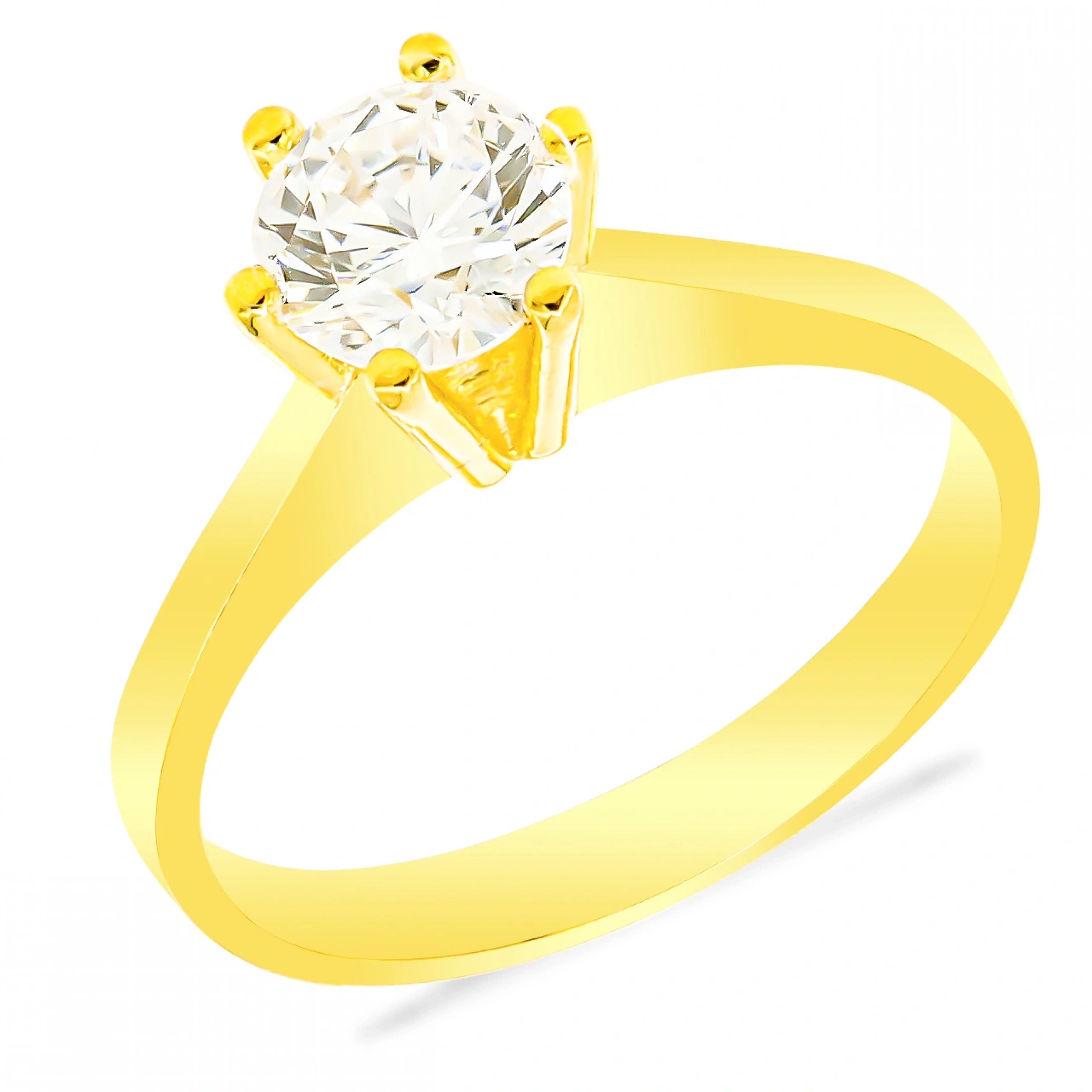 Yuvarlak Tektaş 22 Ayar Altın Yüzük