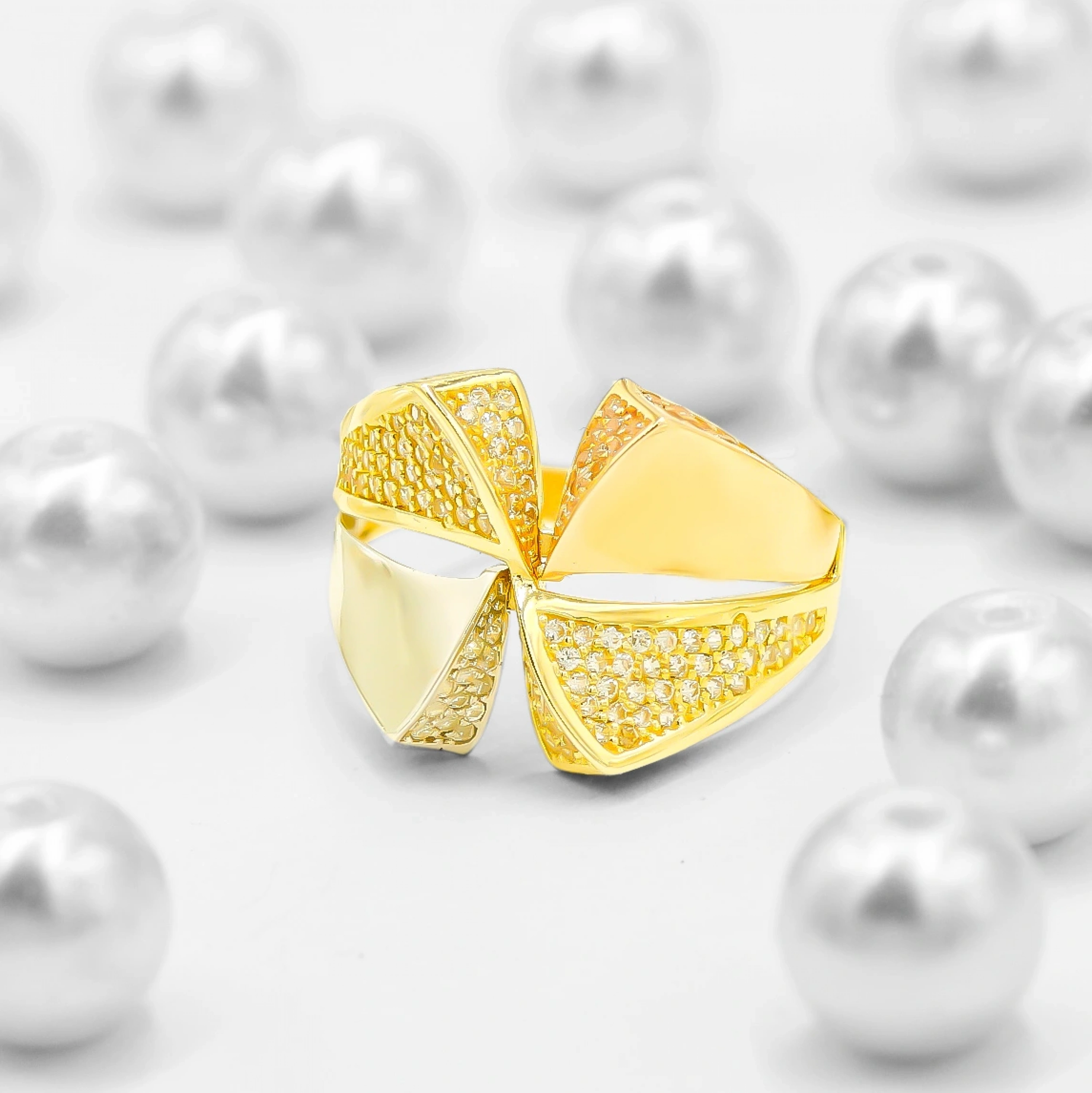 Taşlı Dual 14 Ayar Altın Yüzük