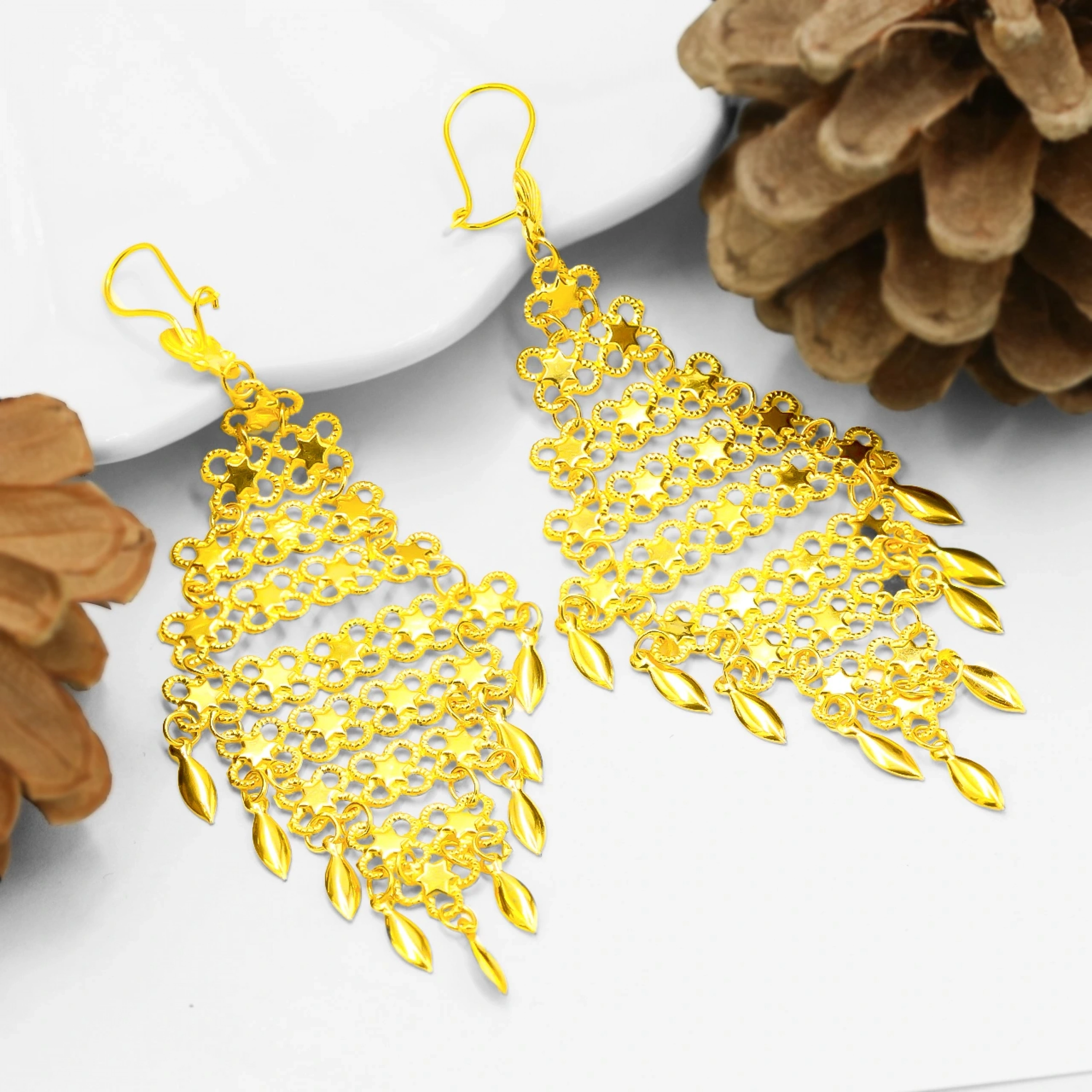 Urfa Akıtma Büyük Sallantılı 22 Ayar Altın Küpe