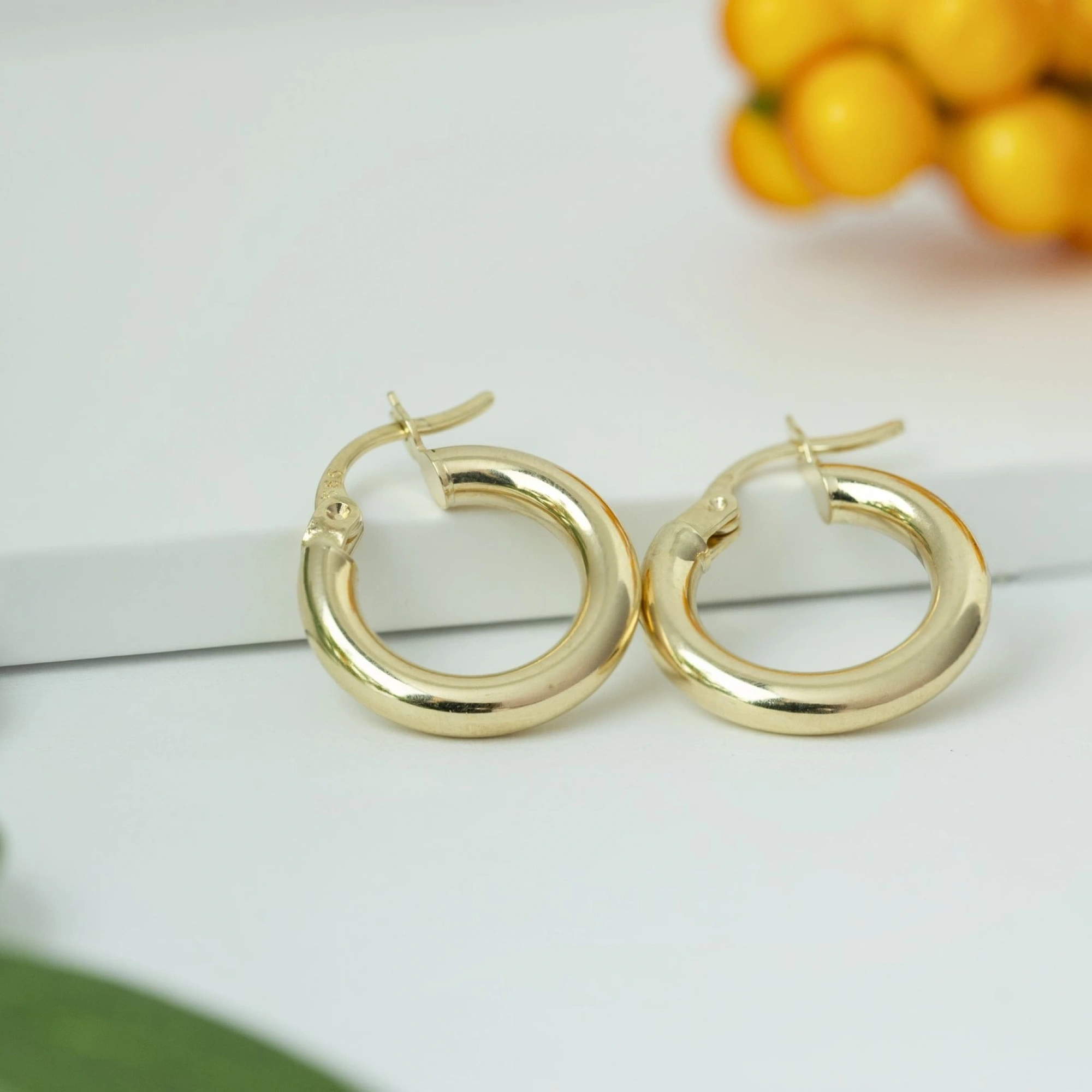 Çaplı Halka 14 Ayar Altın Küpe