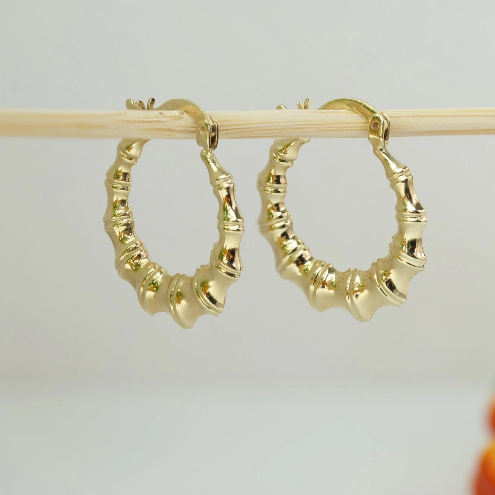 2.2 Cm. Çaplı Kaburga 14 Ayar Altın Küpe