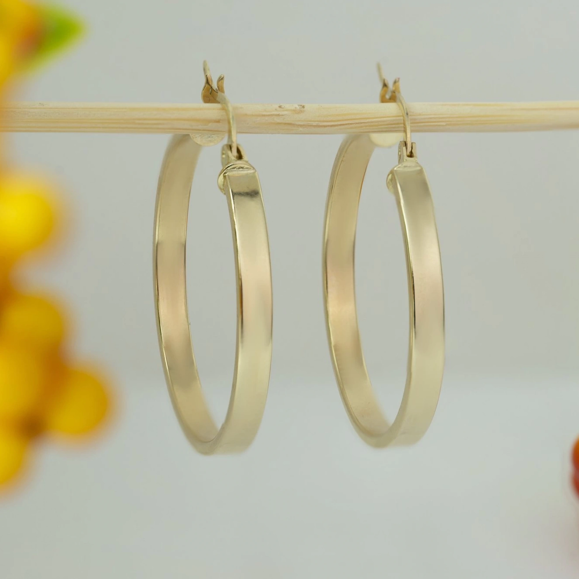 3.3 Cm. Çaplı Halka 14 Ayar Altın Küpe