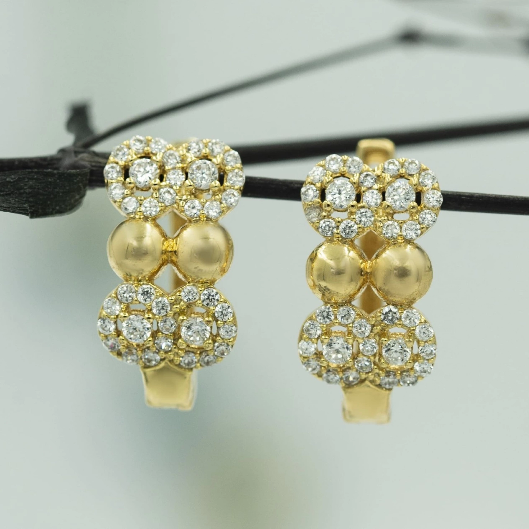 Çift Sonsuzluk Taşlı 8 Ayar Altın Küpe