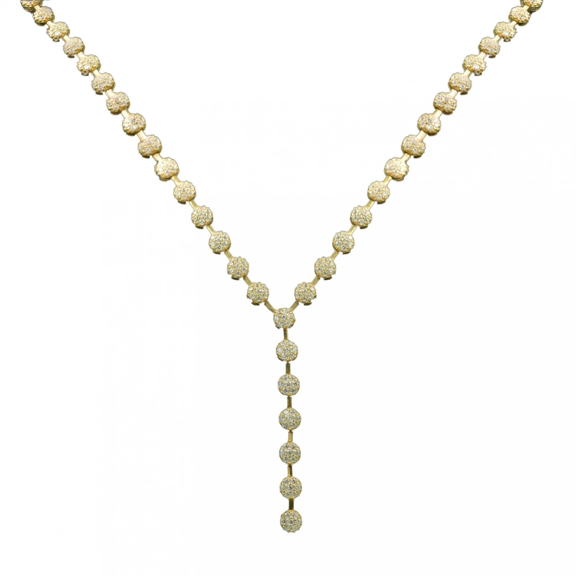 Yuvarlak Taşlı Su Yolu 14 Ayar Altın Kolye