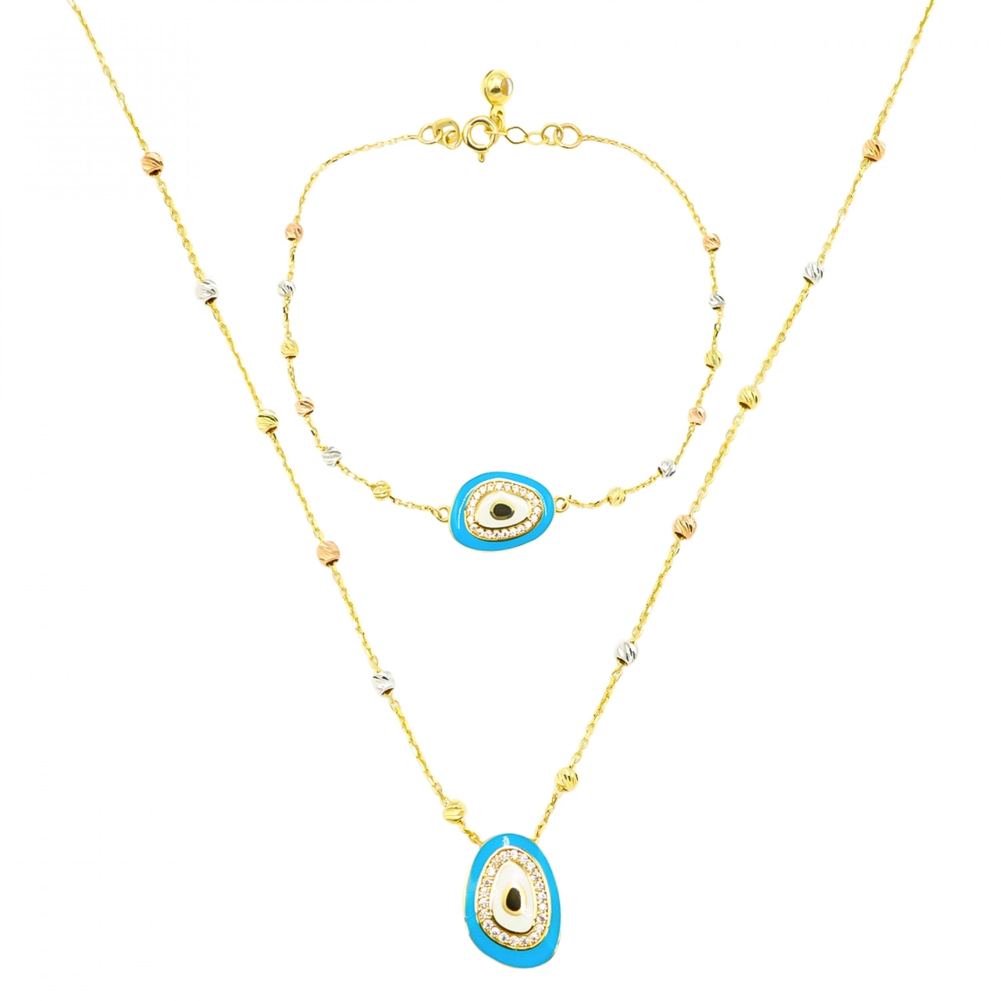 14 Ayar Mavi Göz Altın Mini Set