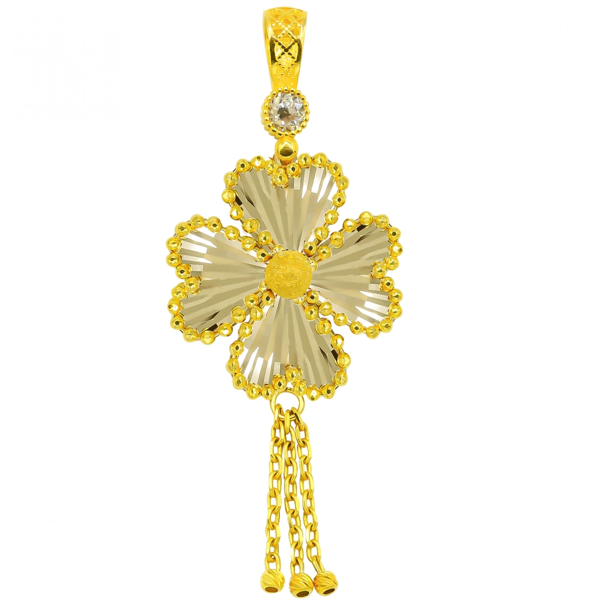 14 Ayar Dorika Yonca Altın Kolye Ucu