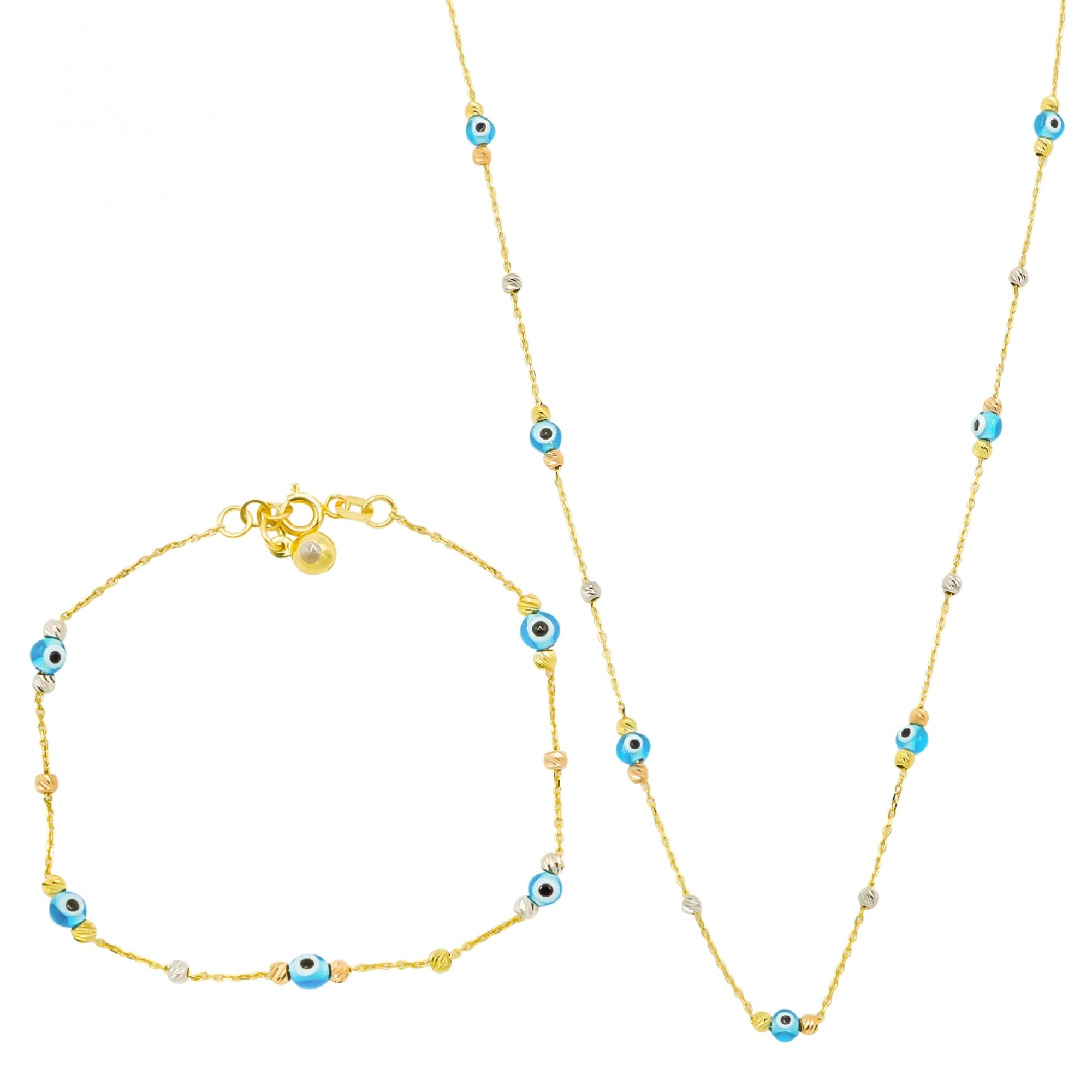 14 Ayar Mavi Göz Altın Mini Set