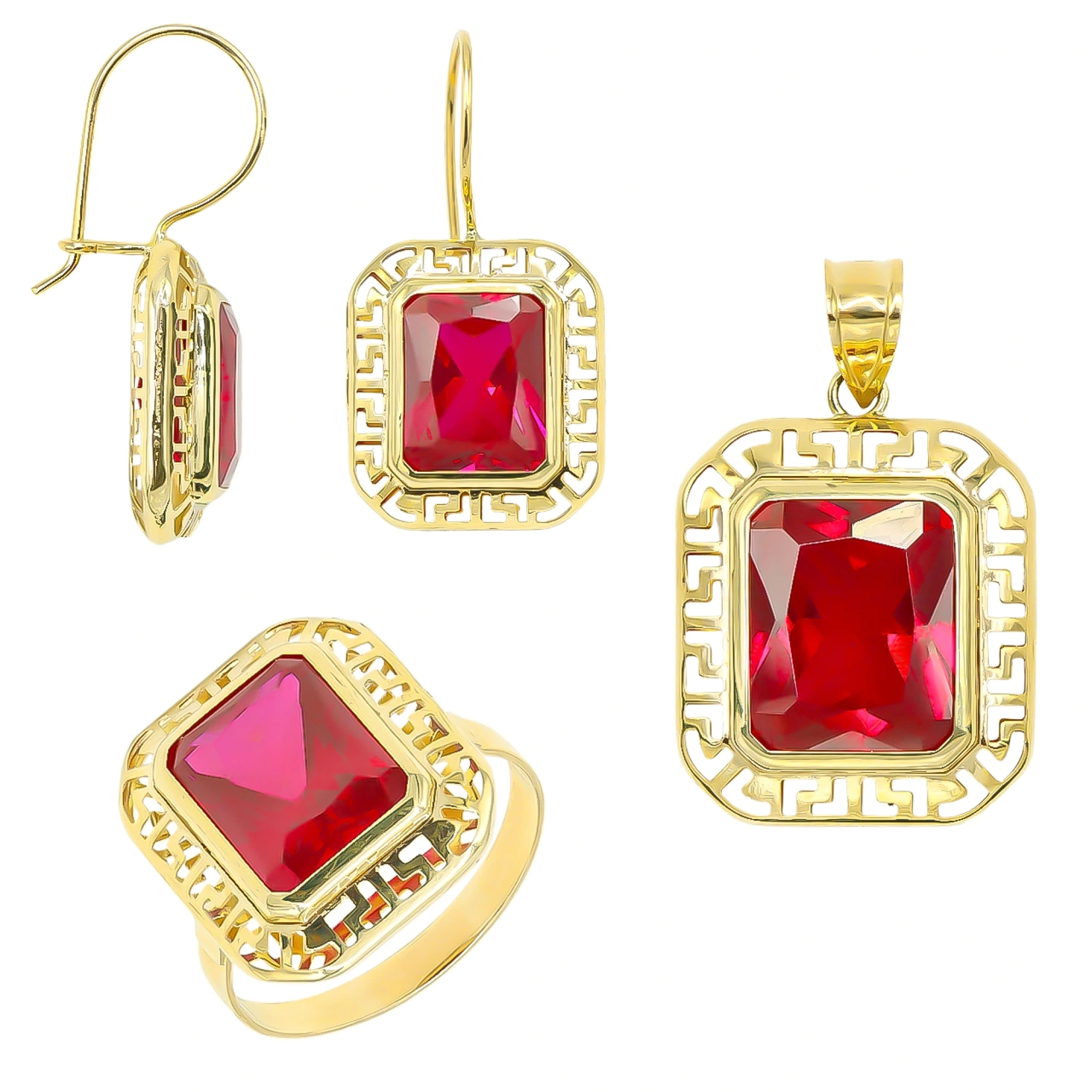 Kırmızı Taşlı 14 Ayar Mini Set