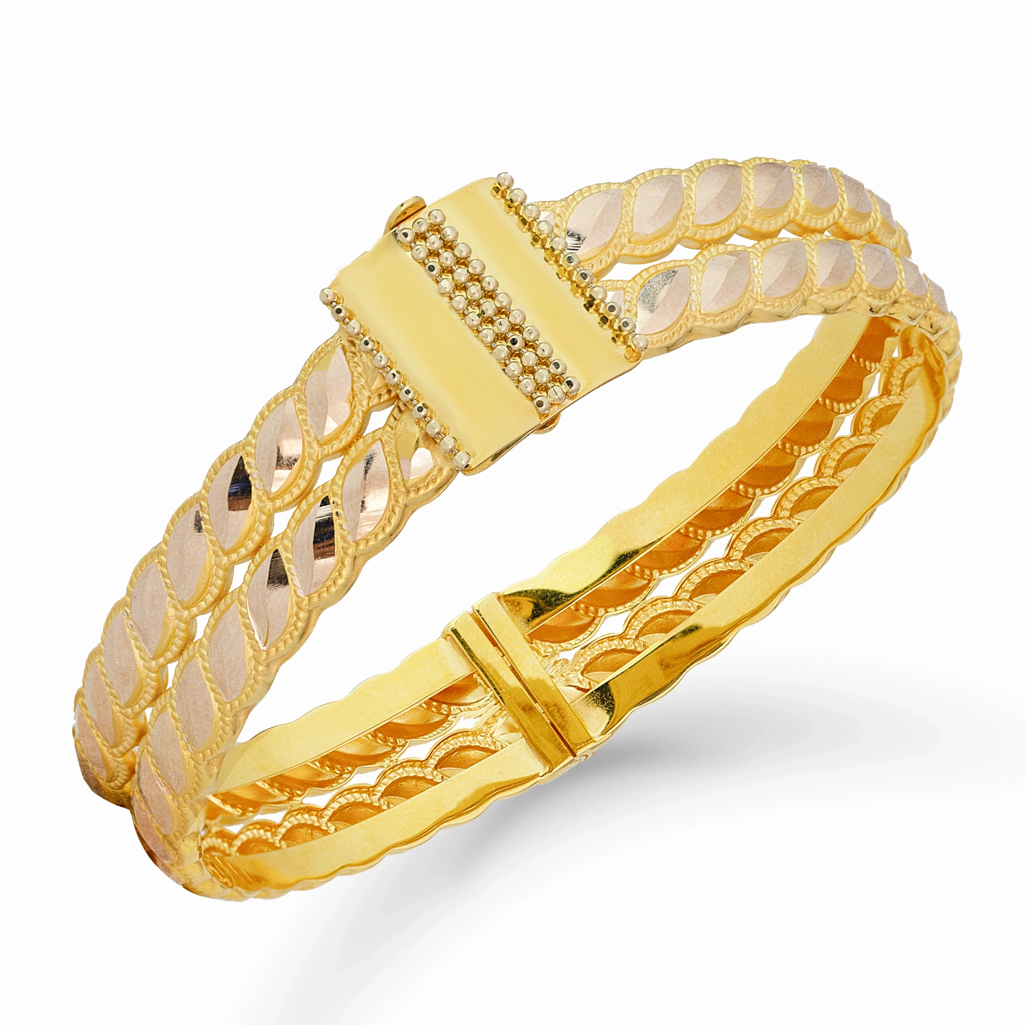 2 Sıra Pullu 8 Ayar Kelepçe Bilezik