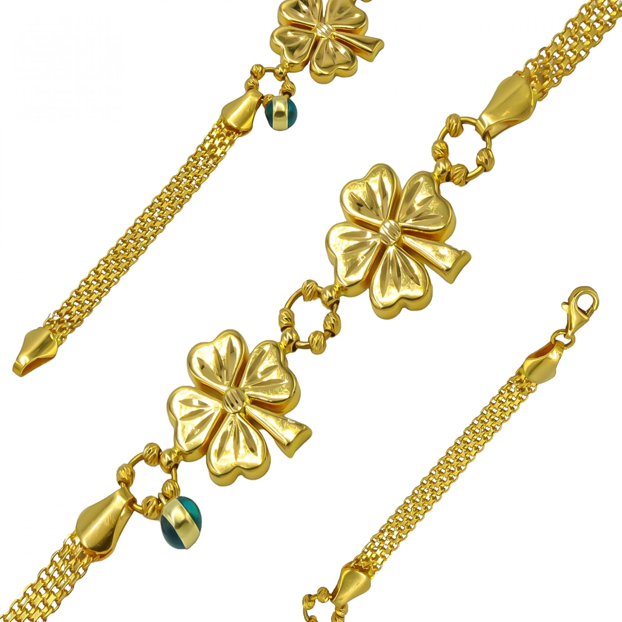 2 Yoncalı 22 Ayar Altın Bileklik