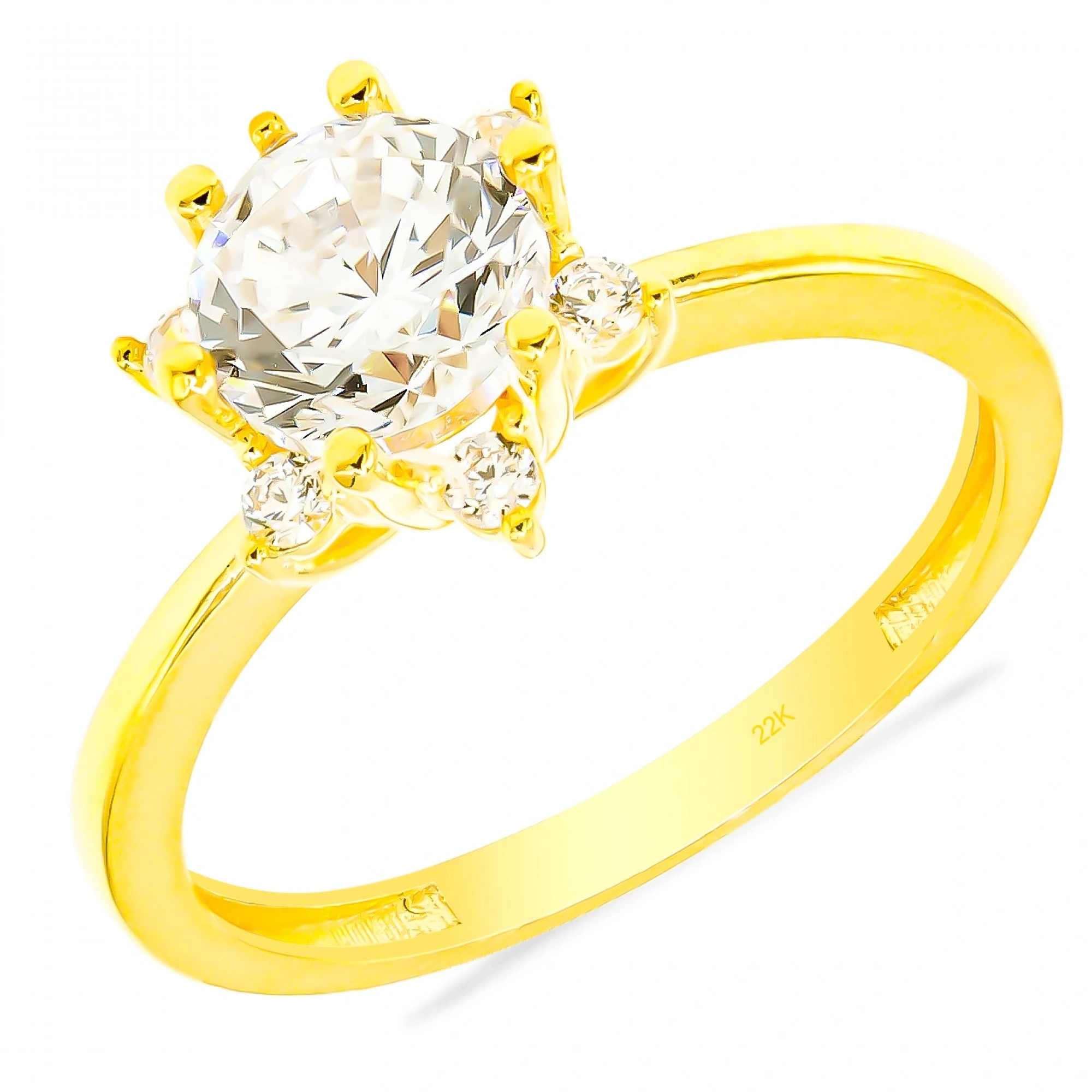 22 Ayar Lotus Tektaş Altın Yüzük