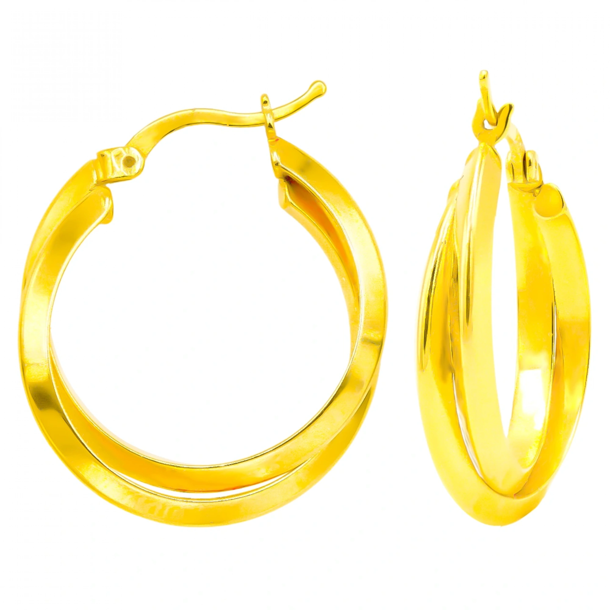 3 Boyutlu 22 Ayar Halka Altın Küpe