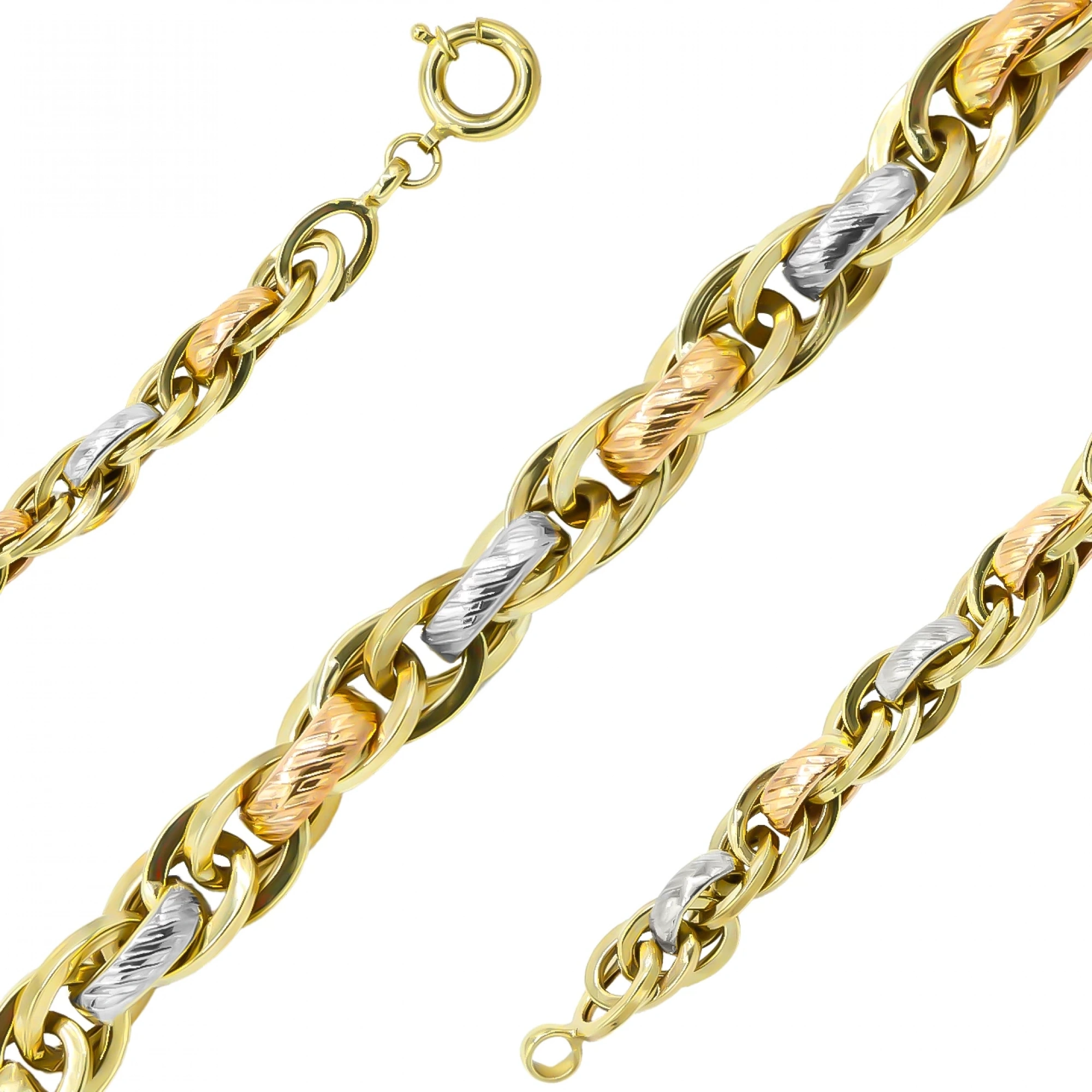 3 Renk Trend Hallow 8 Ayar Altın Bileklik