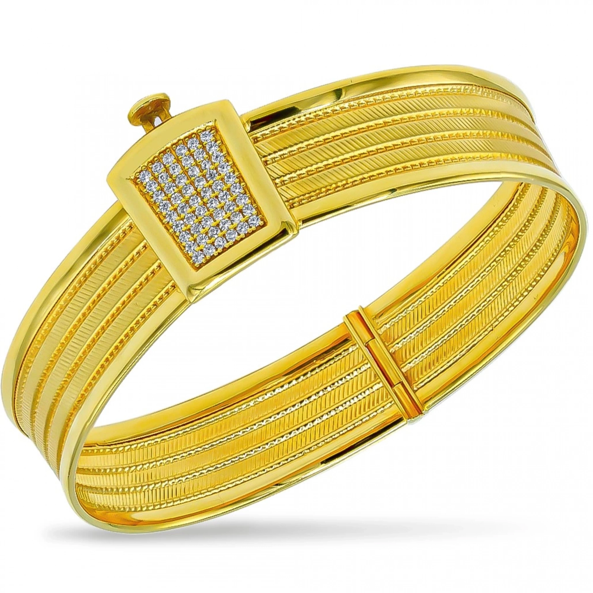 4 Sıra Taşlı Trabzon Hasır 8 Ayar Kelepçe Bilezik