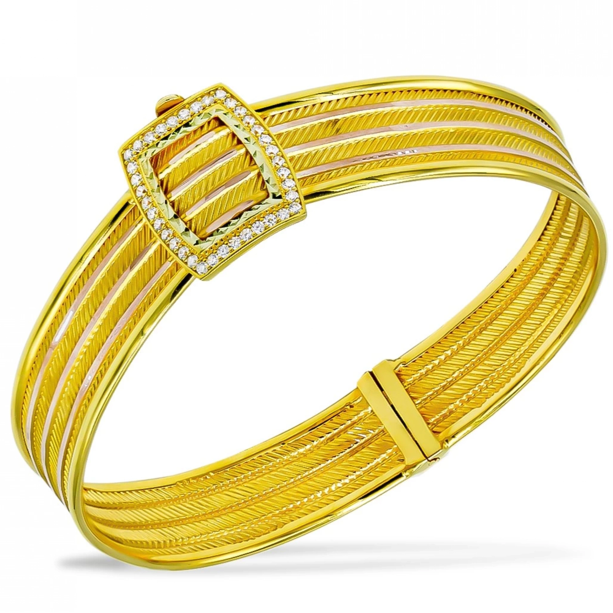 4 Sıra Taşlı Trabzon Hasır 8 Ayar Kelepçe Bilezik