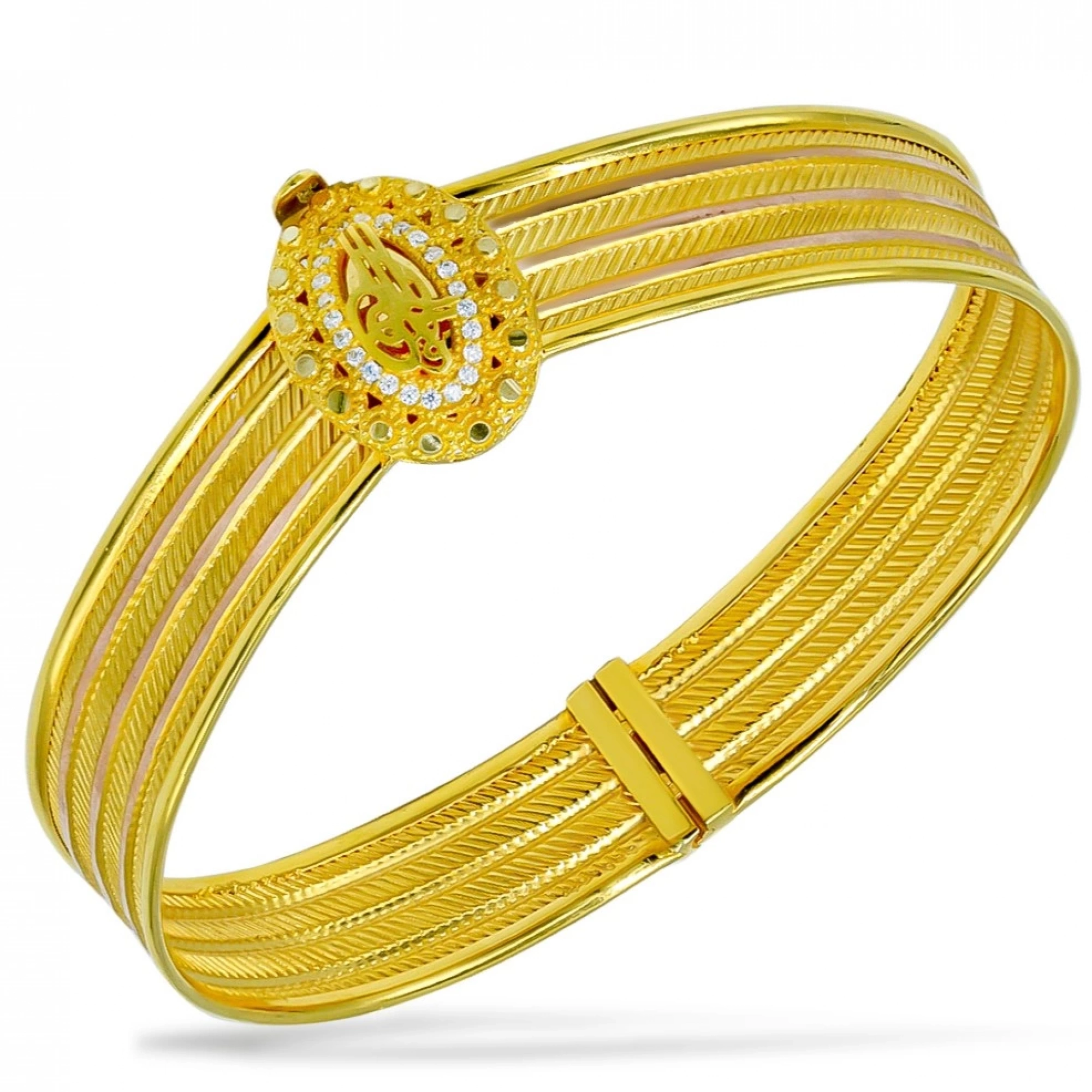 4 Sıra Tuğralı Trabzon Hasır 8 Ayar Kelepçe Bilezik