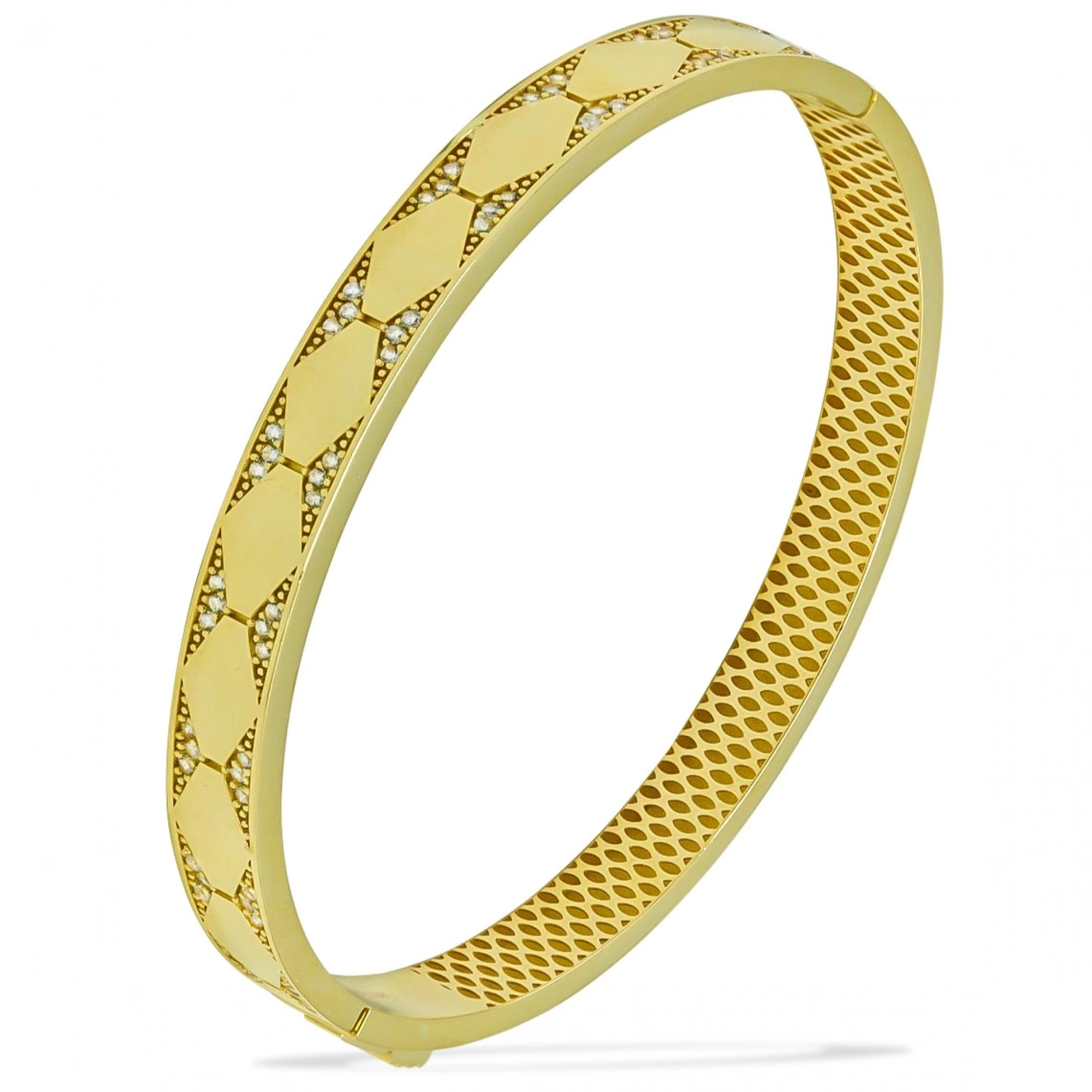 Altıgen Motifli 14 Ayar Kelepçe Bilezik