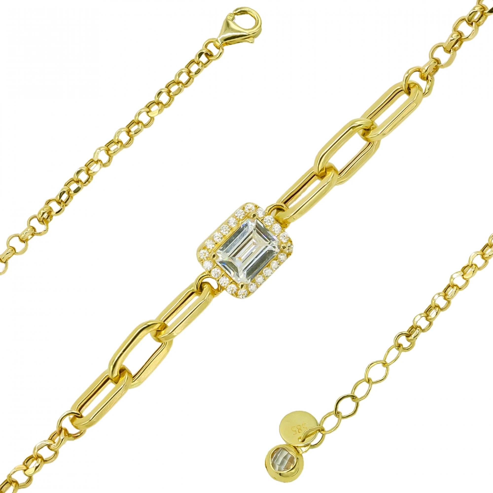 Ataçlı Baget 14 Ayar Altın Bileklik