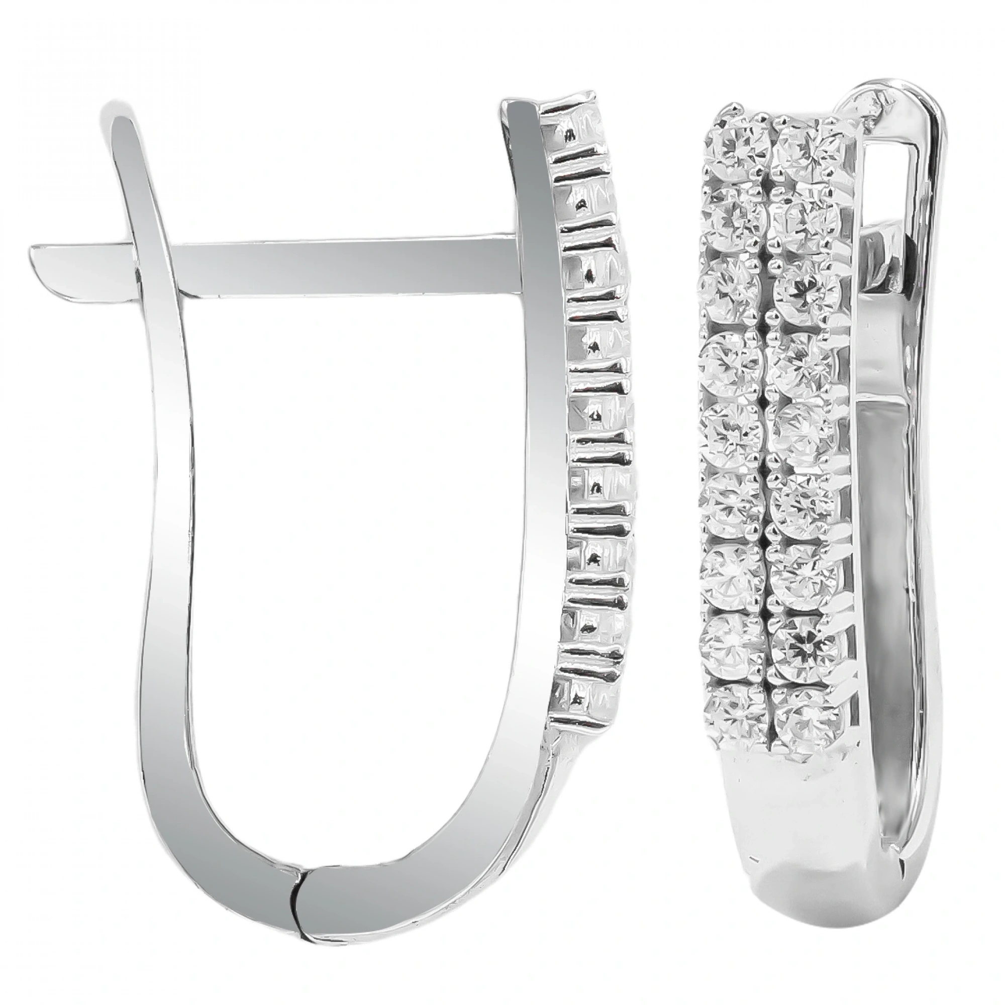 Çift Sıra Taşlı 14 Ayar Klipsli Altın Küpe