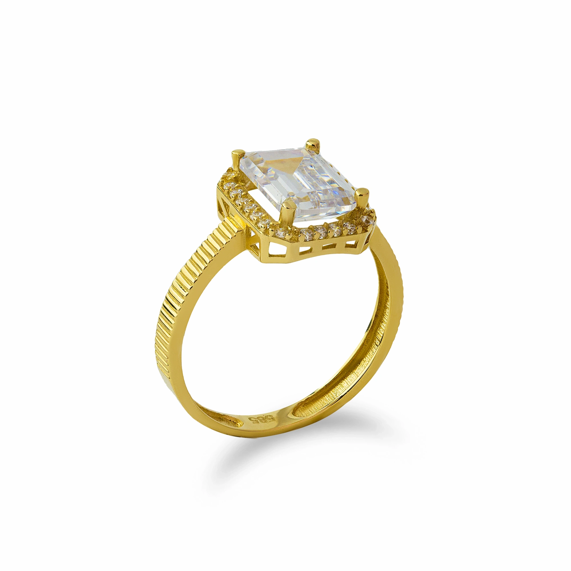 Baget İnce Dikdörtgen 14 Ayar Altın Yüzük