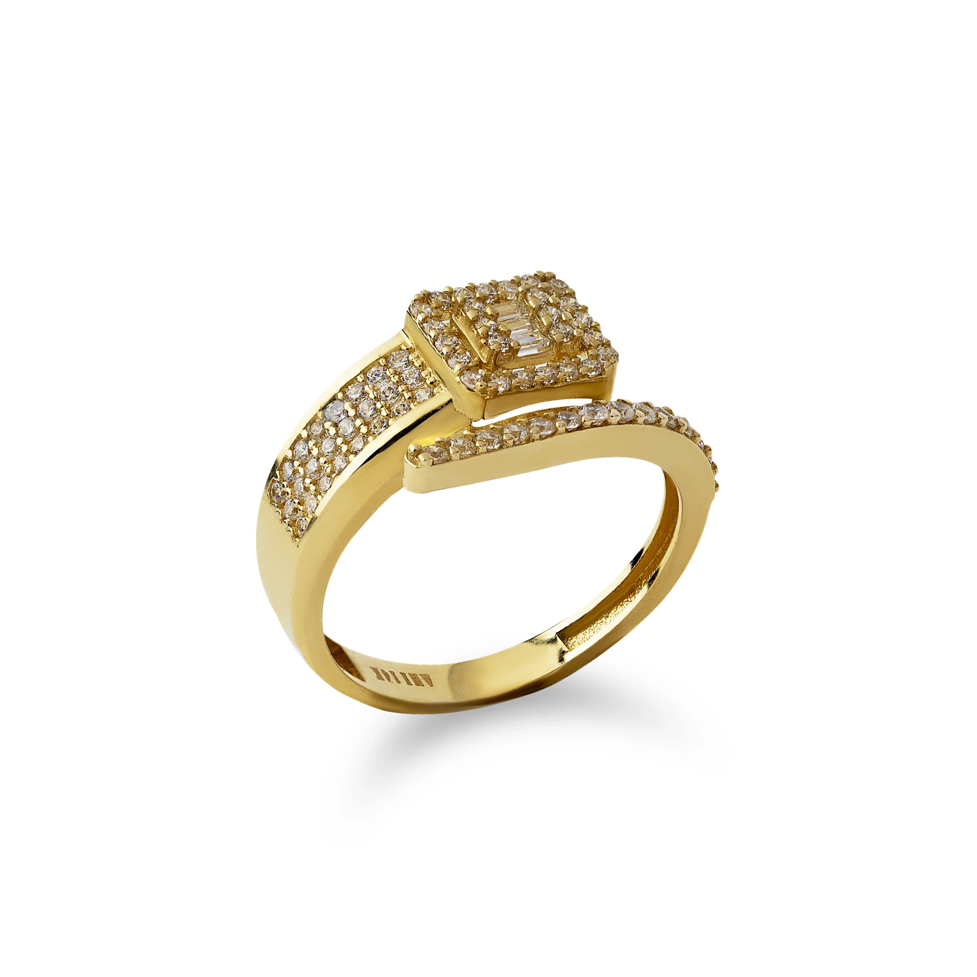 Baget Modern Kesim 14 Ayar Altın Yüzük