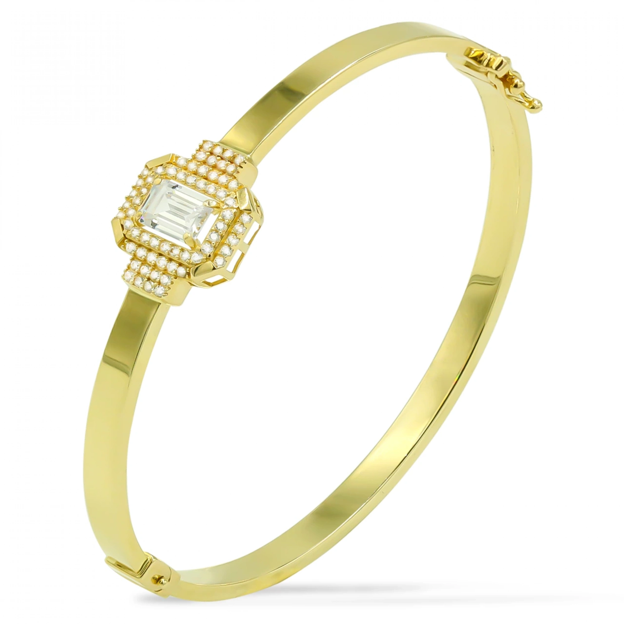 Baget Taşlı 14 Ayar Kelepçe Bilezik