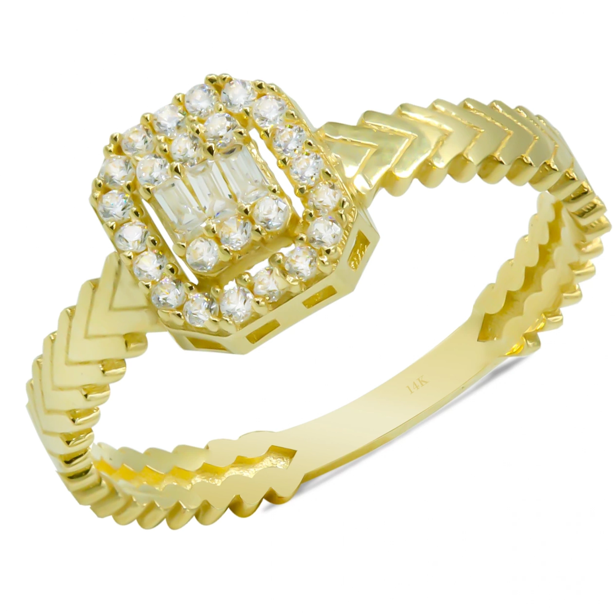 Balık Sırtı 14 Ayar Altın Baget Yüzük