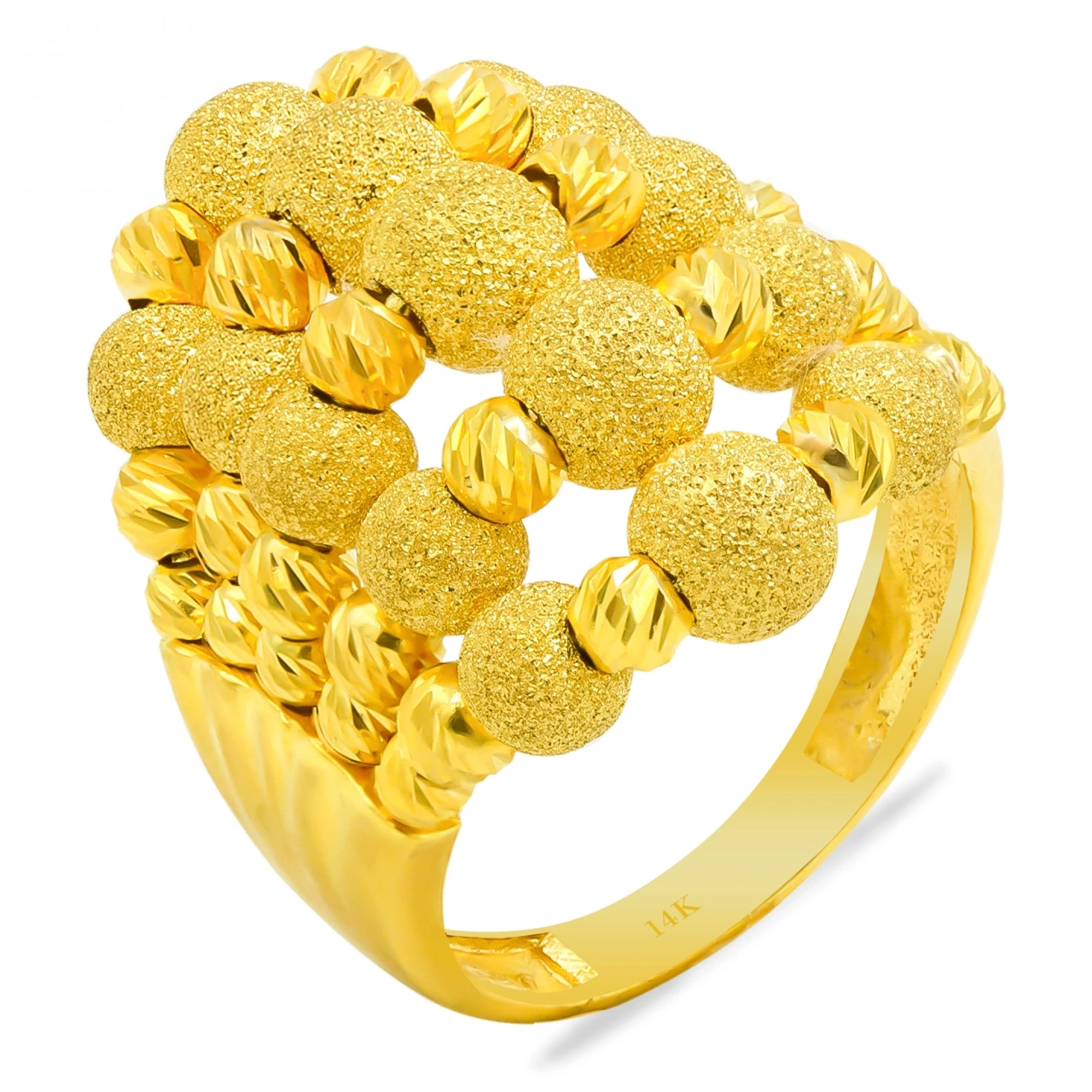 Beş Sıra Dorika Toplu 14 Ayar Altın Yüzük