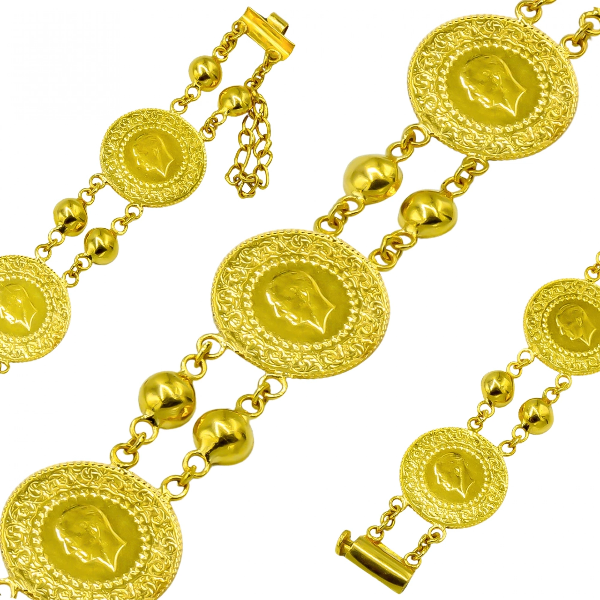 Beşli 22 Ayar Çeyrekli Altın Bileklik