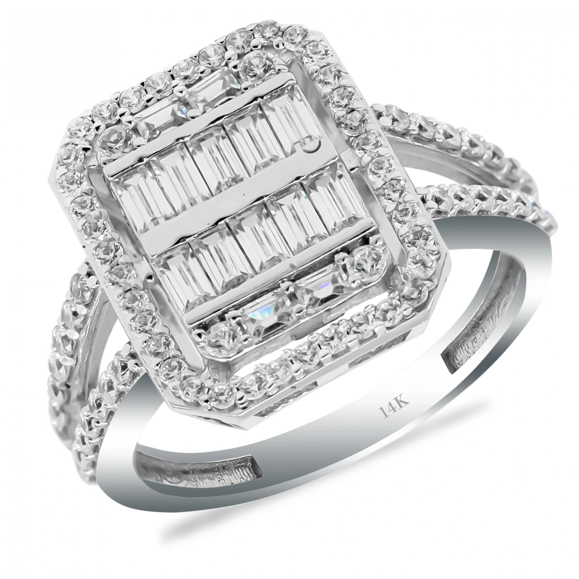 Beyaz Baget 14 Ayar Altın Yüzük