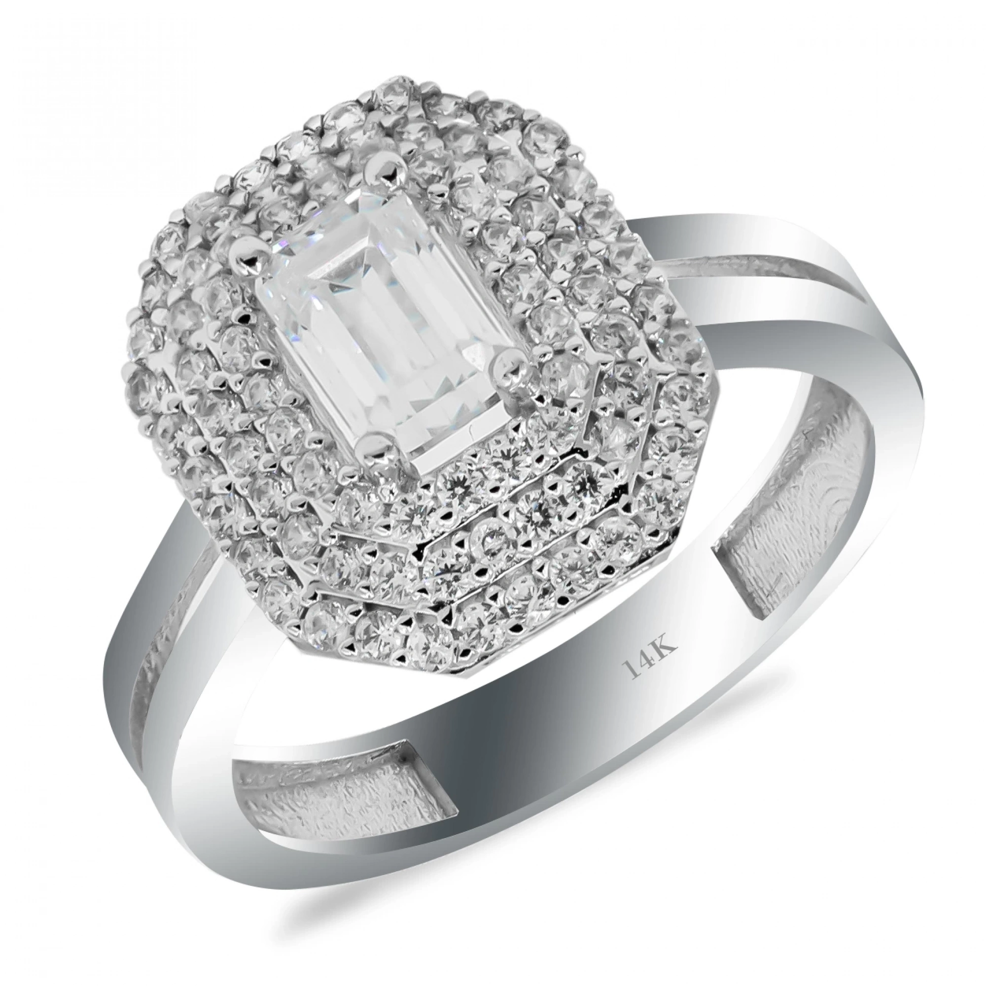 Beyaz Baget 14 Ayar Altın Yüzük