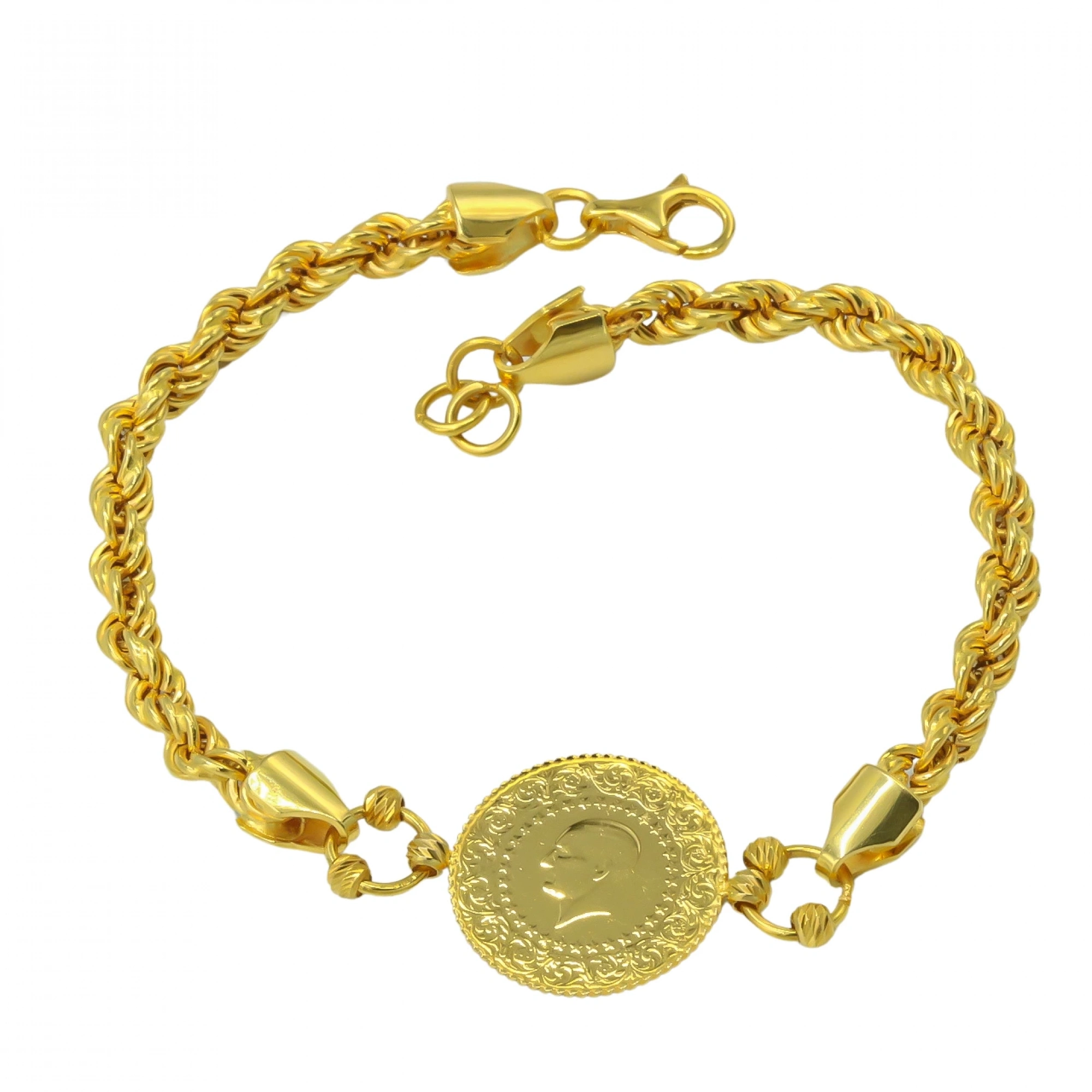 Burgulu 22 Ayar Altın Çeyrekli Bileklik