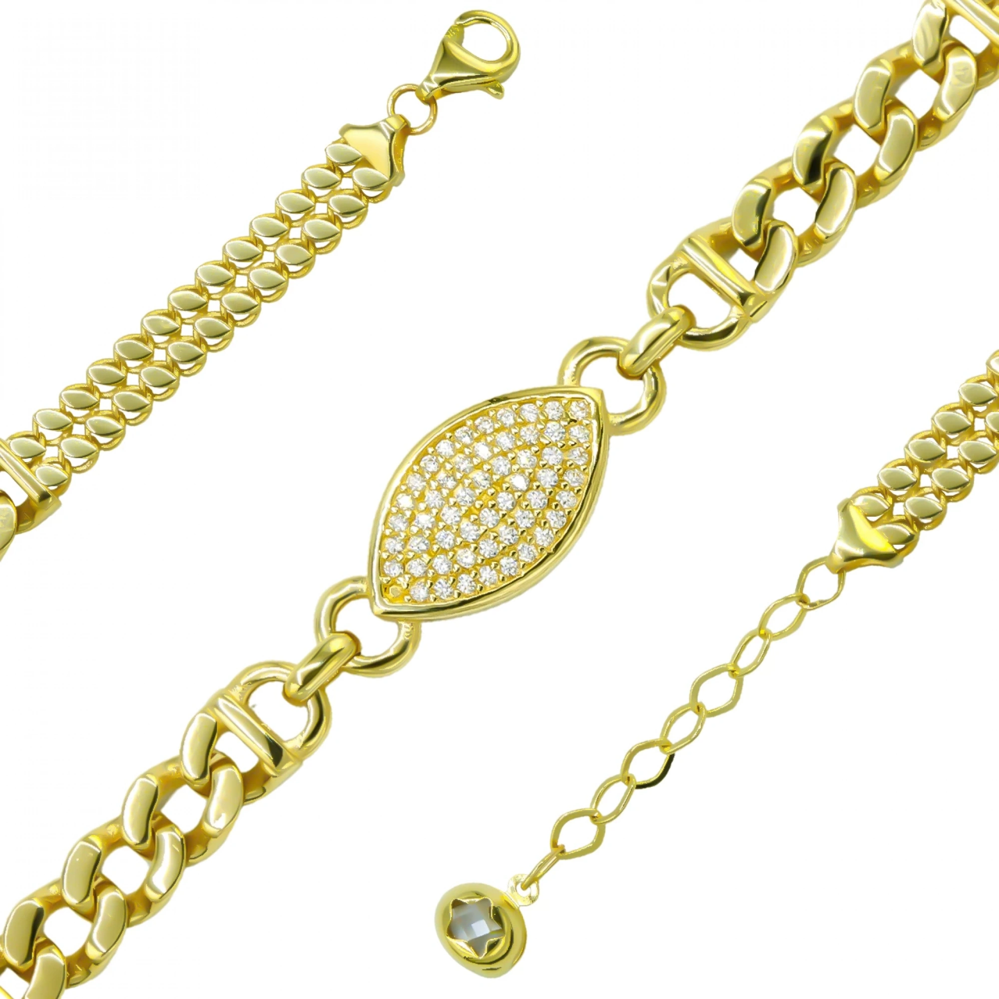 Büyük Göz Figürlü Pullu 14 Ayar Altın Bileklik