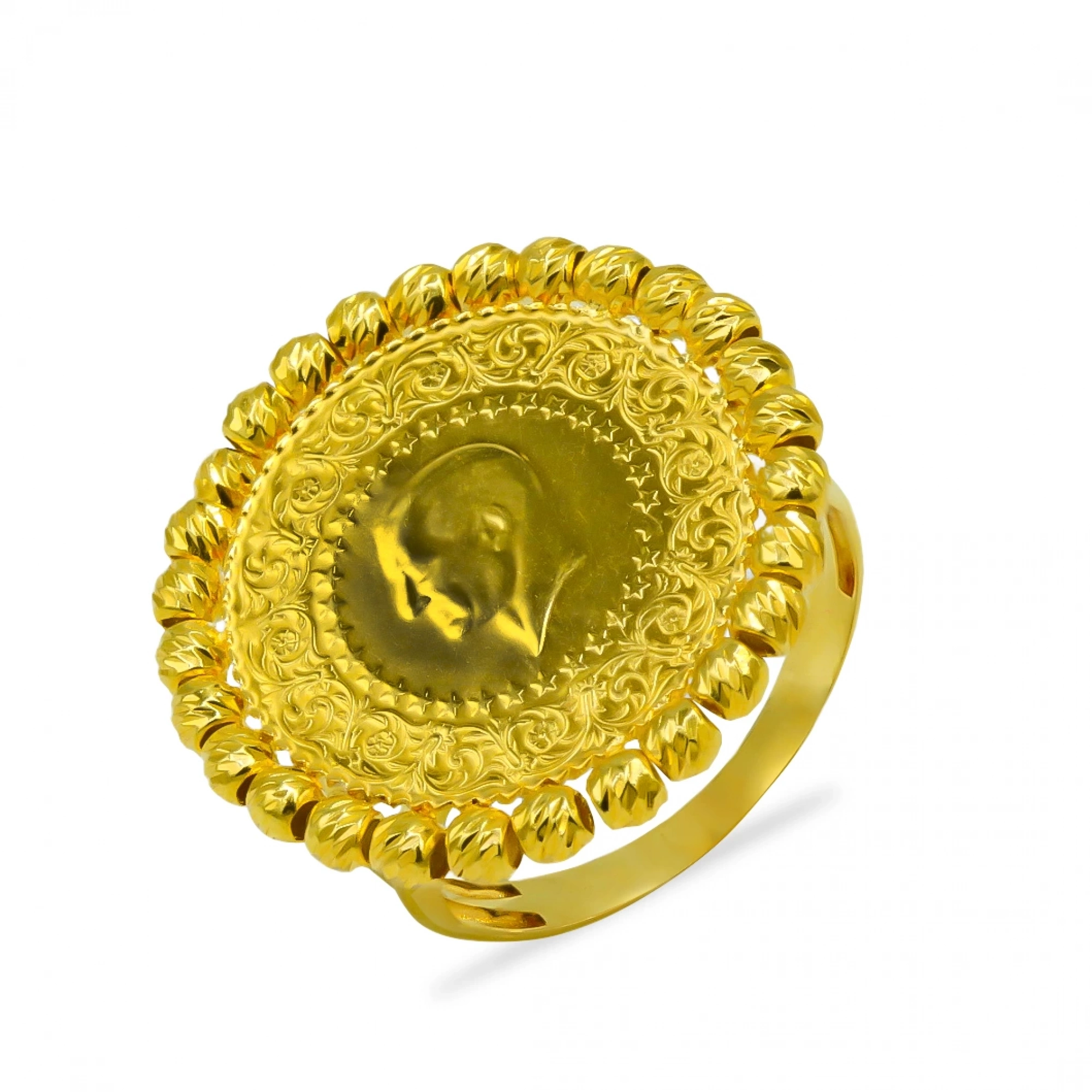 Çeyrekli Dorika Top 14 Ayar Altın Yüzük