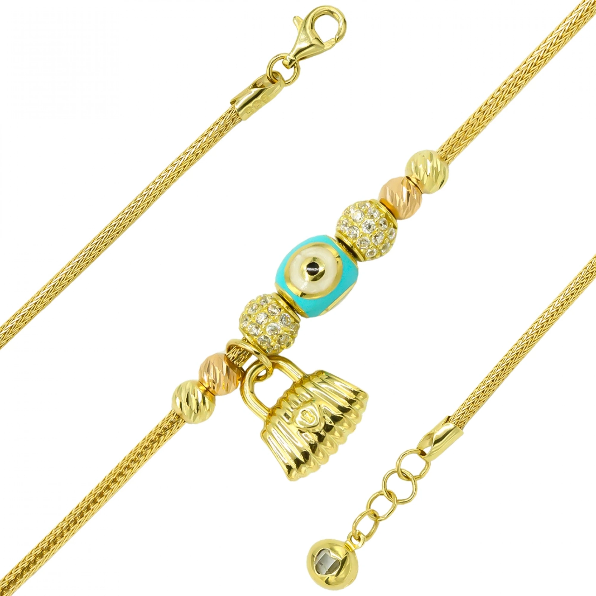 Charm Sallantılı 14 Ayar Altın Bileklik