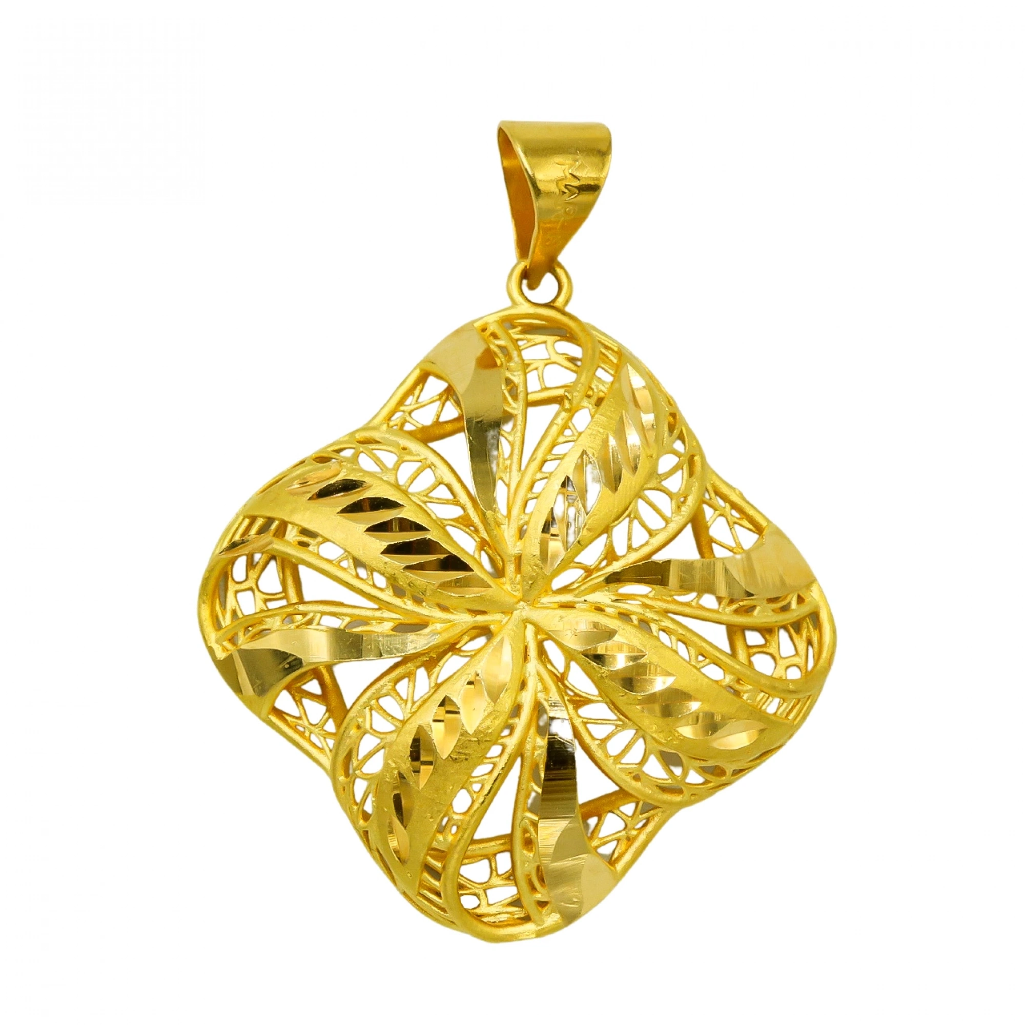 Çiçek Motifli Telkari 22 Ayar Altın Kolye Ucu