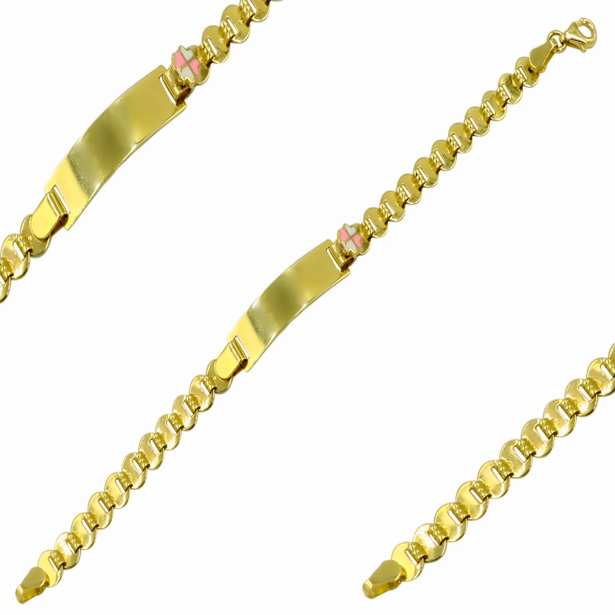 Çiçekli 14 Ayar Altın Çocuk Künyesi