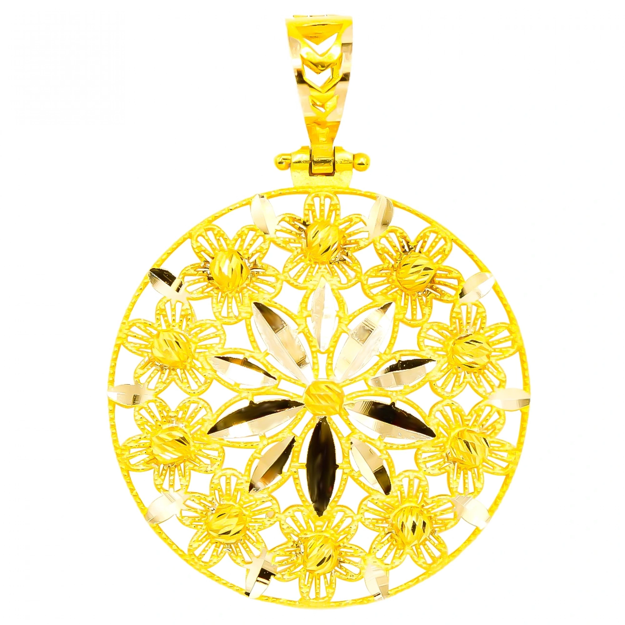 Çiçekli 14 Ayar Altın Kolye Ucu