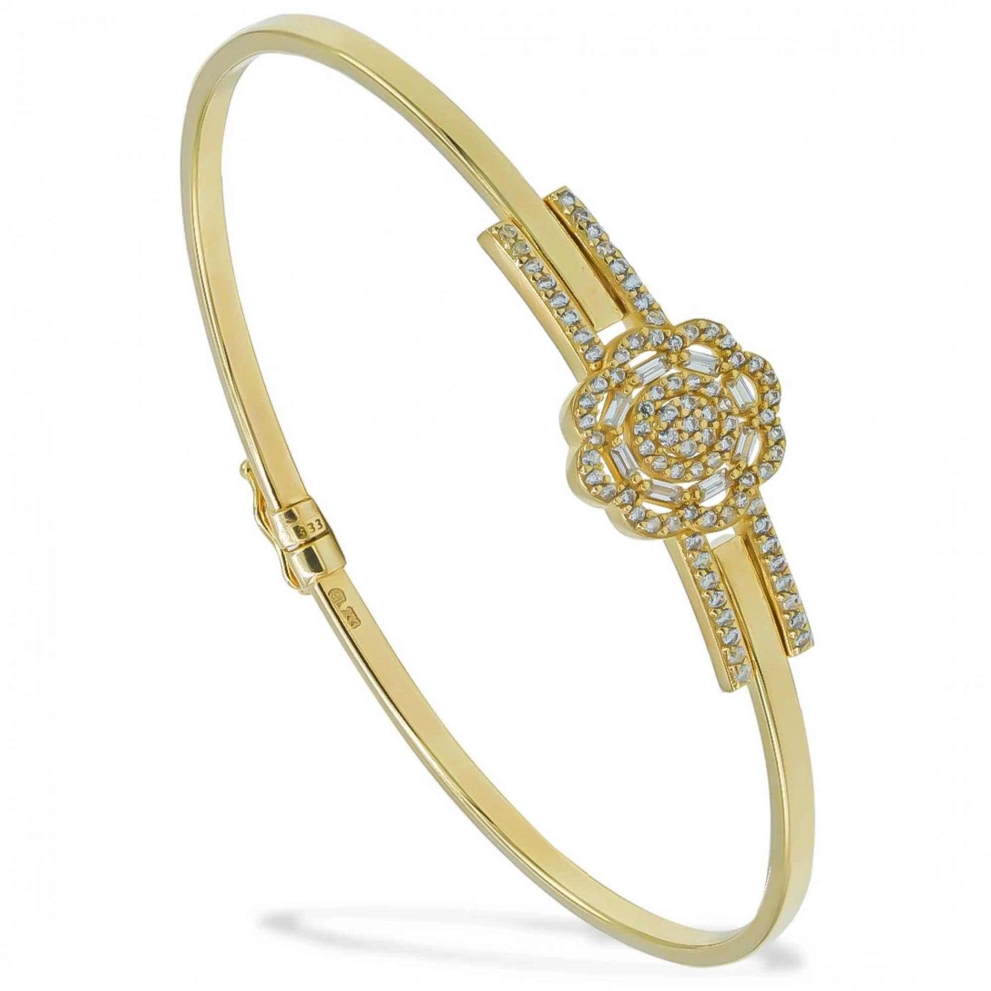 Çiçekli Baget 8 Ayar Kelepçe Bilezik