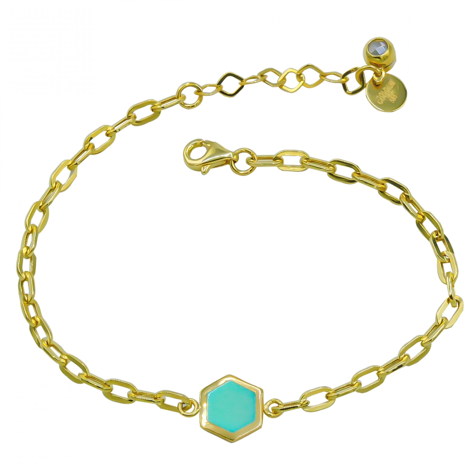 Çift Taraflı Altıgen Figürlü 14 Ayar Altın Bileklik