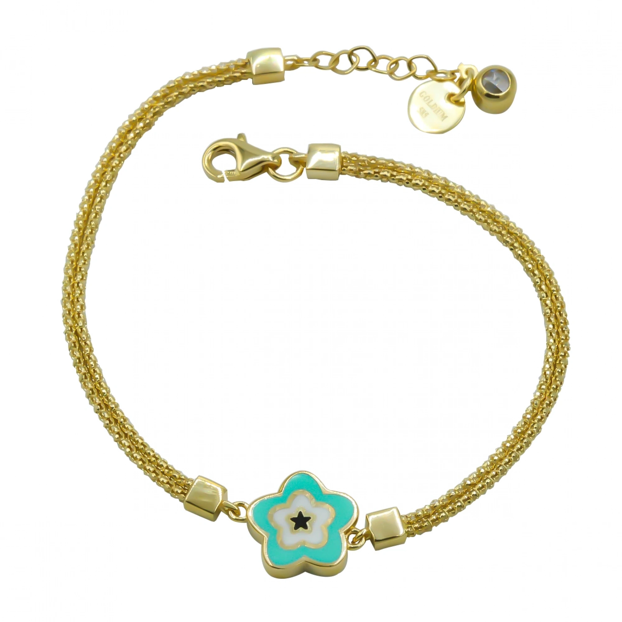 Çift Taraflı Çiçek Figürlü 14 Ayar Altın Bileklik