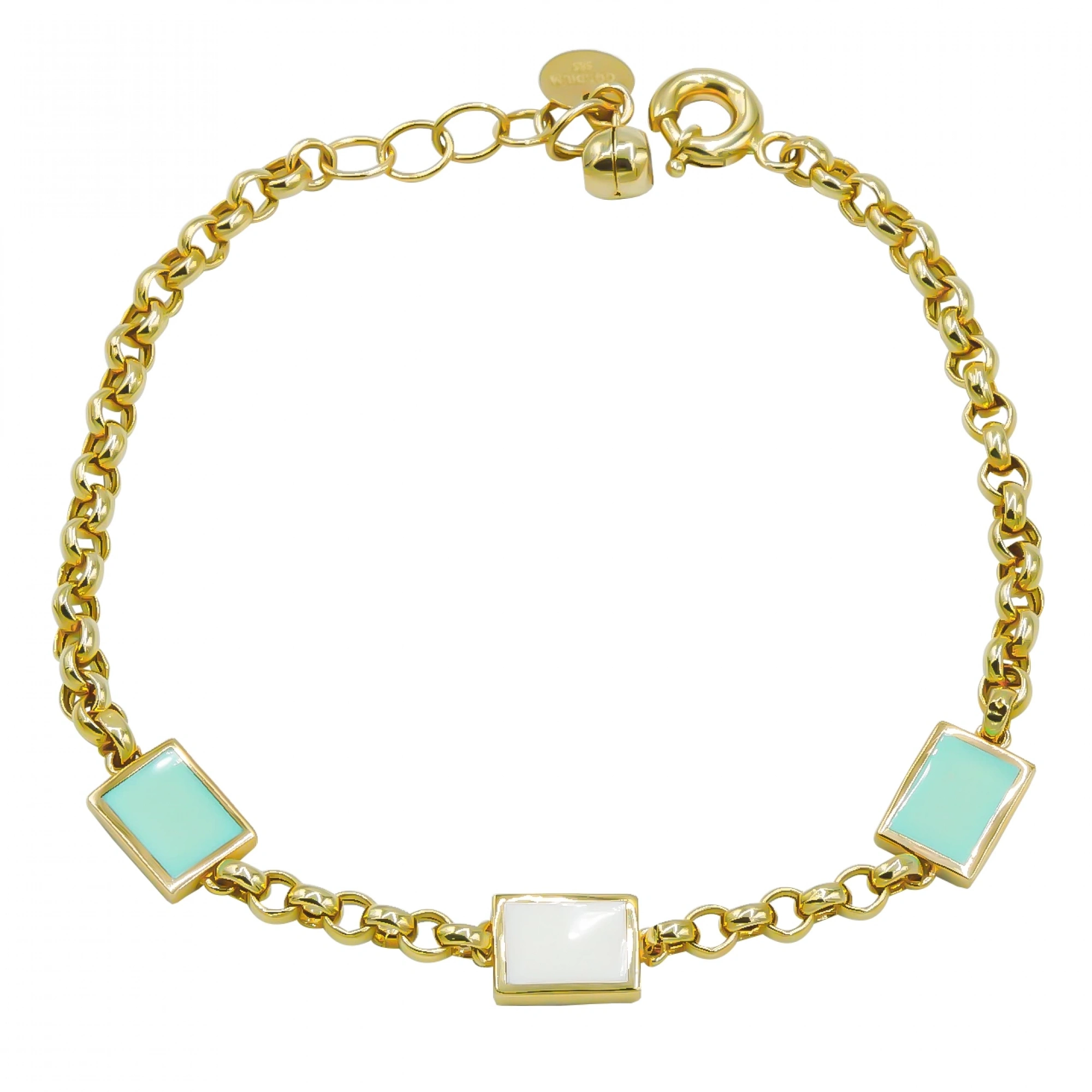 Çift Taraflı Dikdörtgen Figürlü 14 Ayar Altın Bileklik