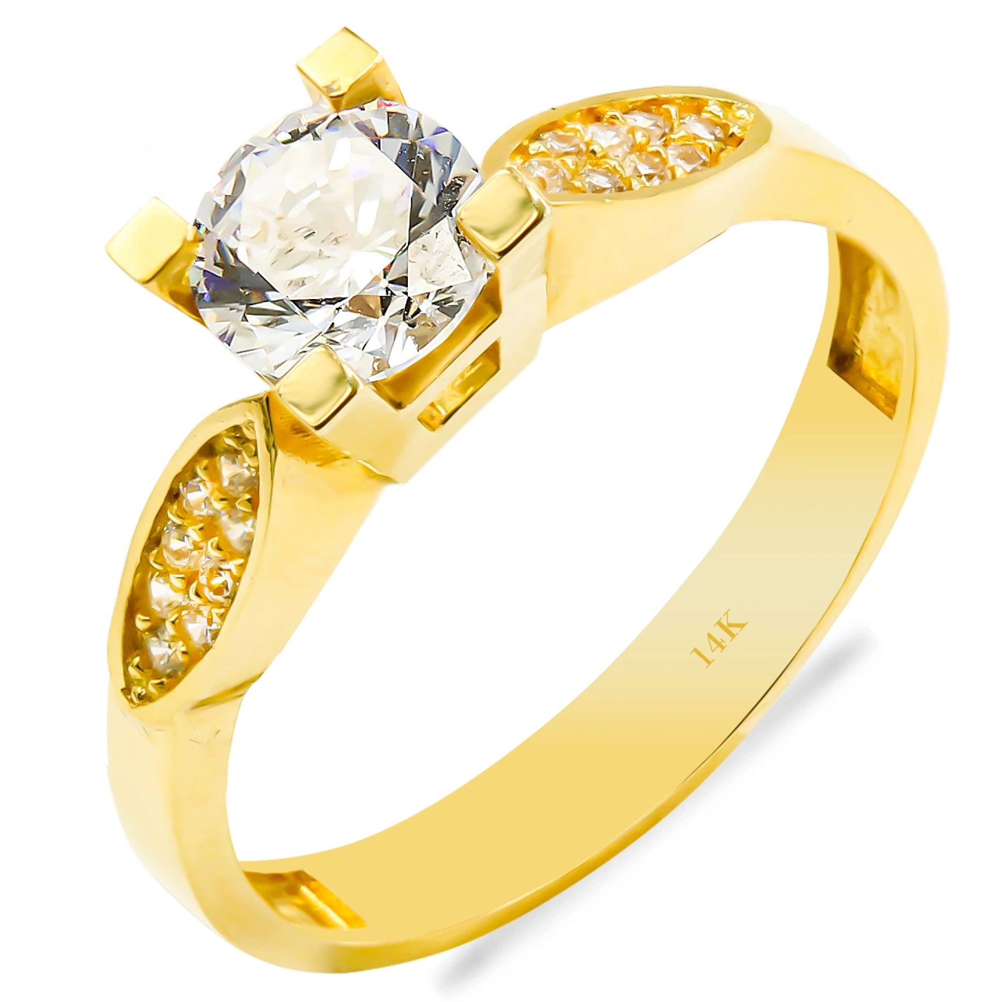 Kare 14 Ayar Tektaş Altın Yüzük