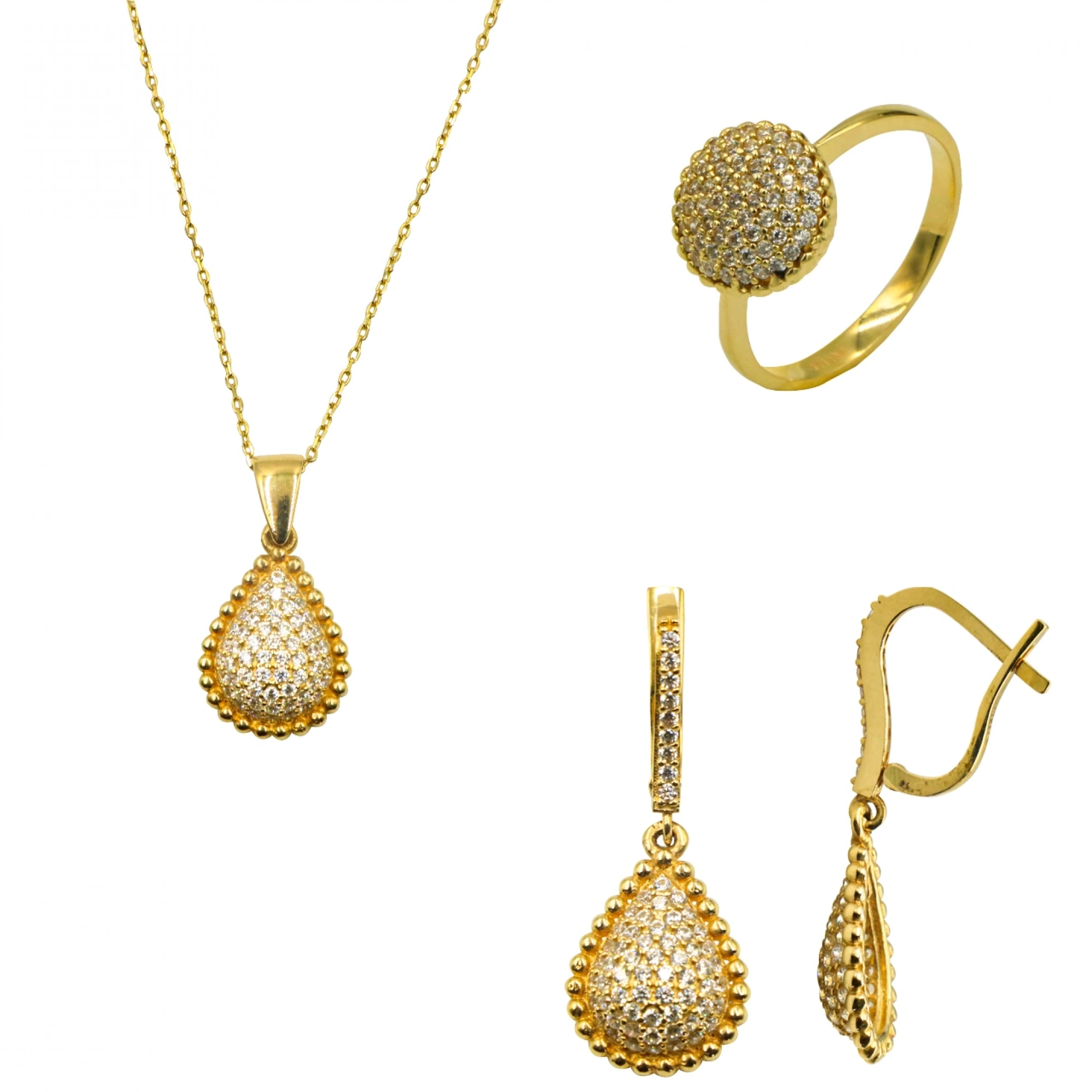 Damla Model 14 Ayar Üçlü Altın Mini Set