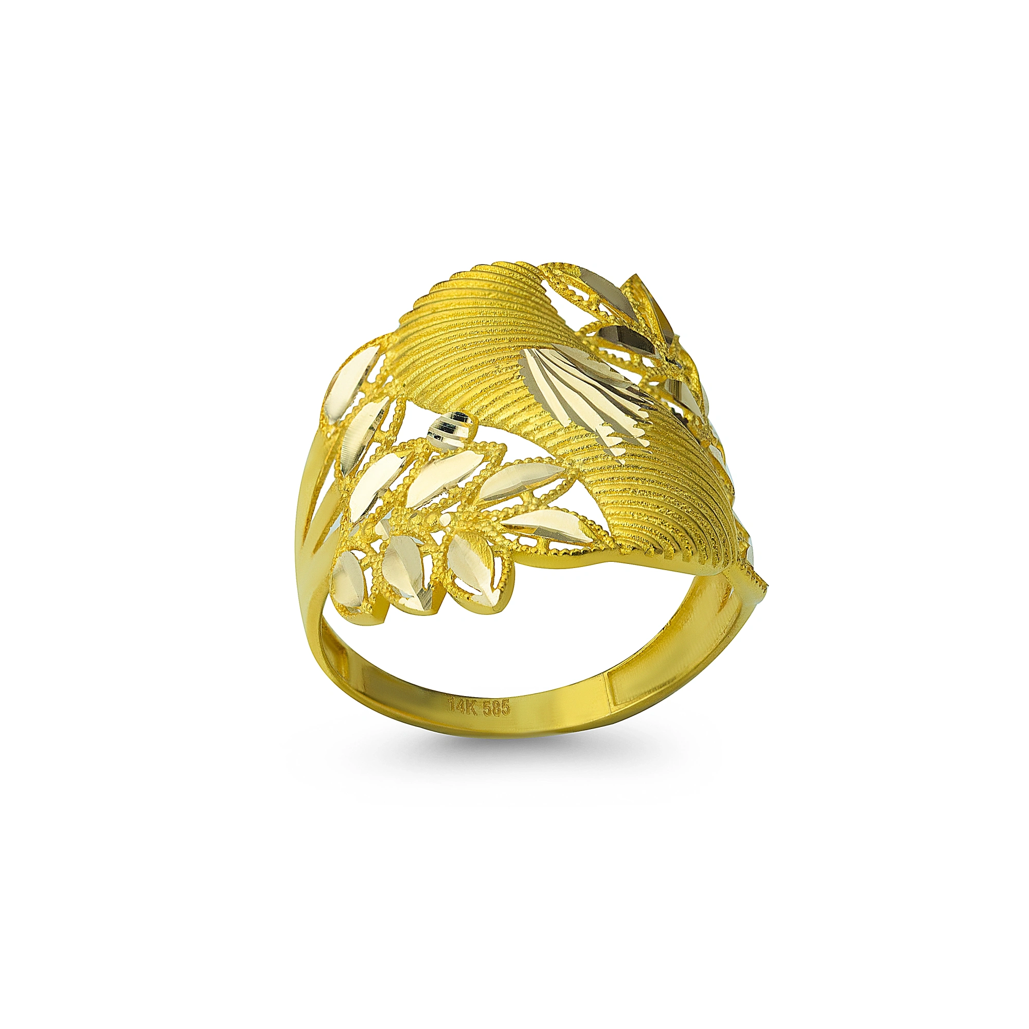 Deniz Kabuğu Desenli 14 Ayar Altın Yüzük