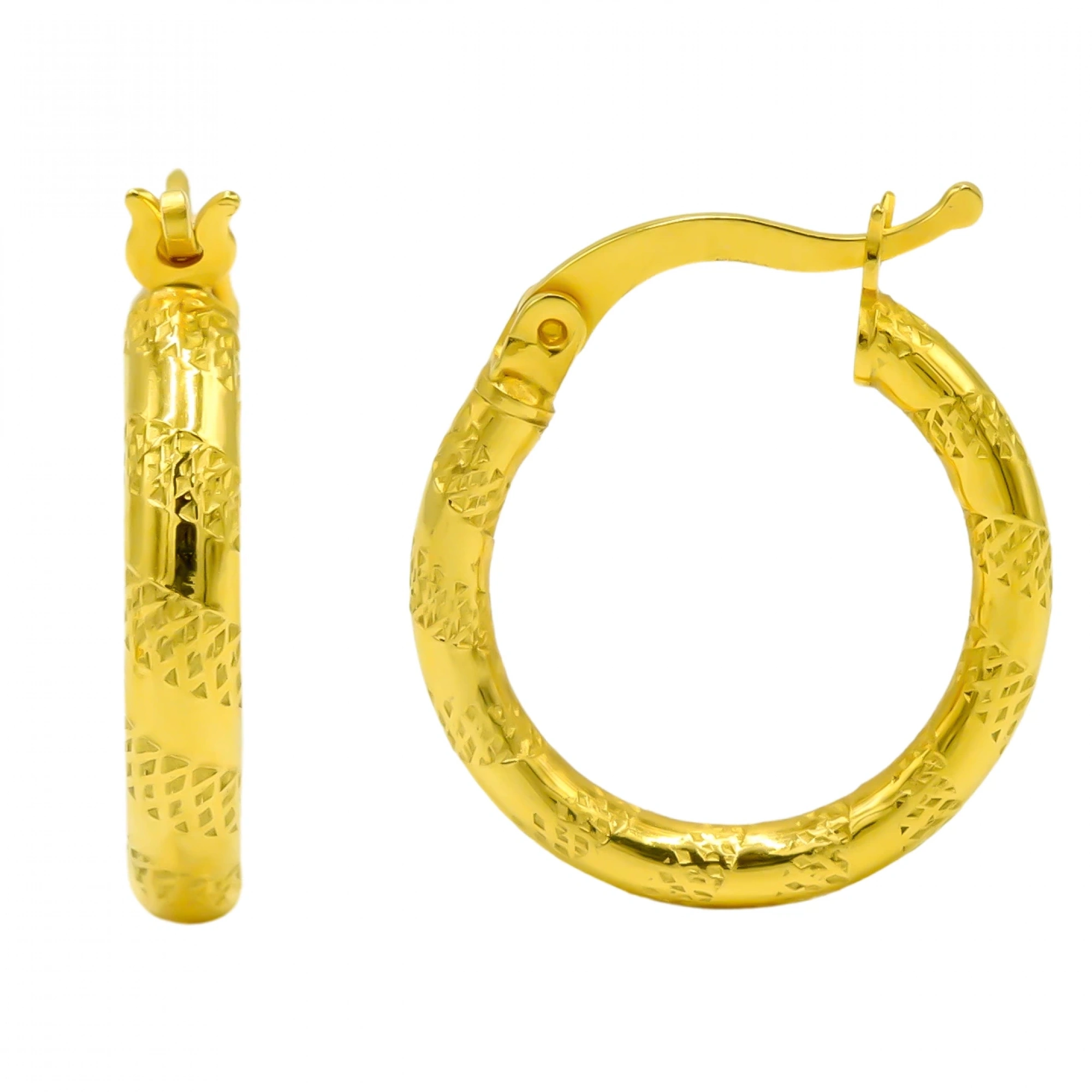 Desenli 8 Ayar Halka Altın Küpe