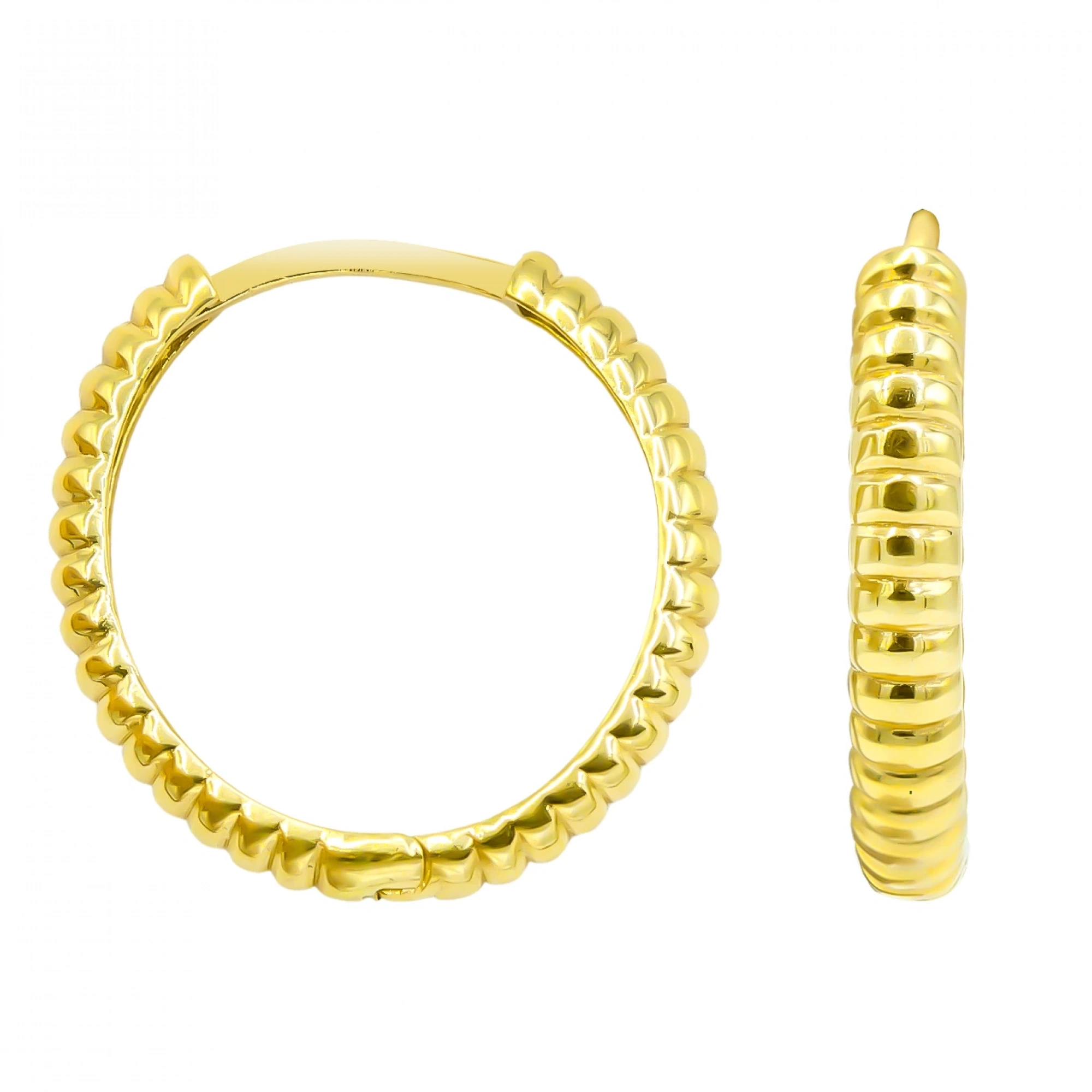 Desenli Halka 14 Ayar Altın Küpe