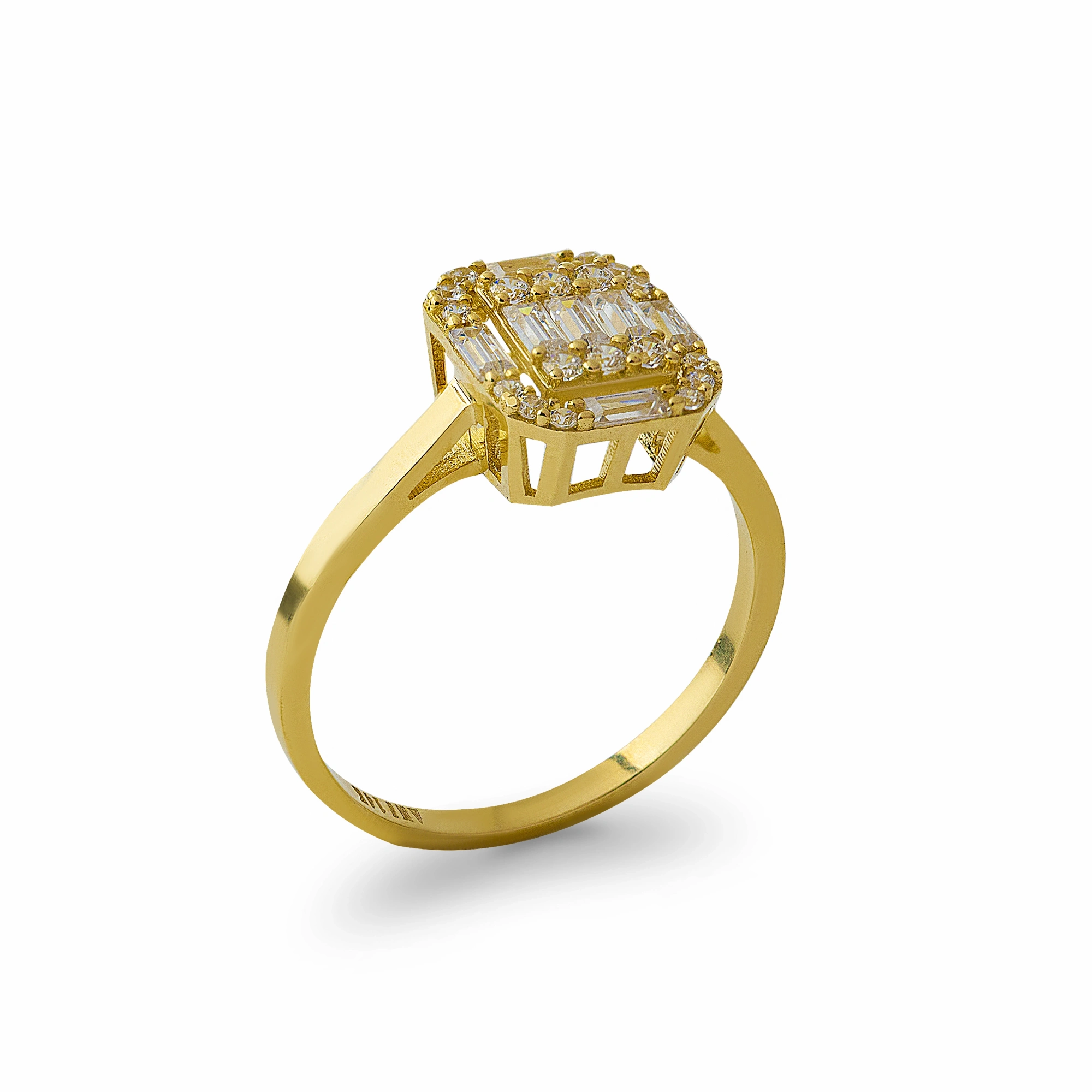 Dikdörtgenn Kesim 14 Ayar Altın Yüzük