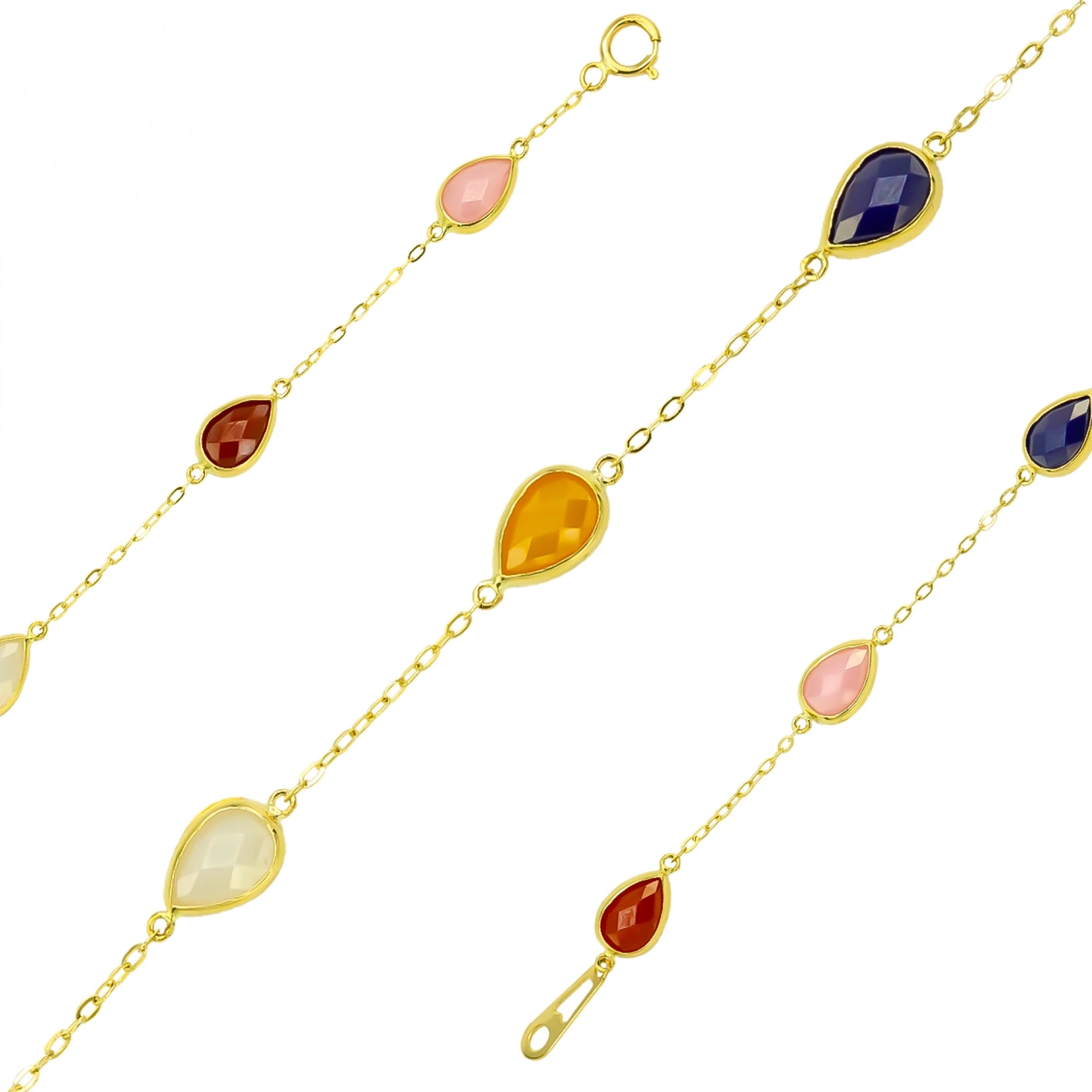 Doğal Taşlı14 Ayar Altın Bileklik