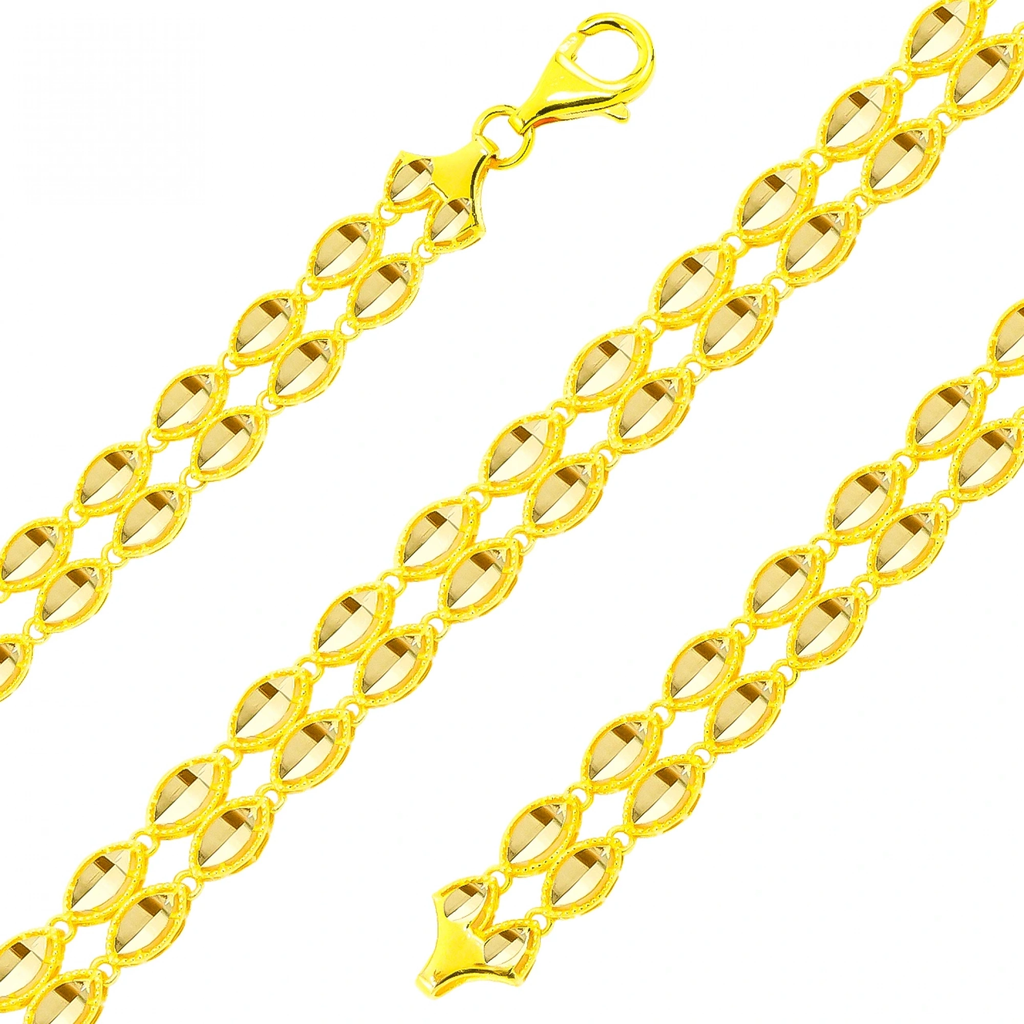 Aynalı Çift Sıra 14 Ayar Altın Bileklik